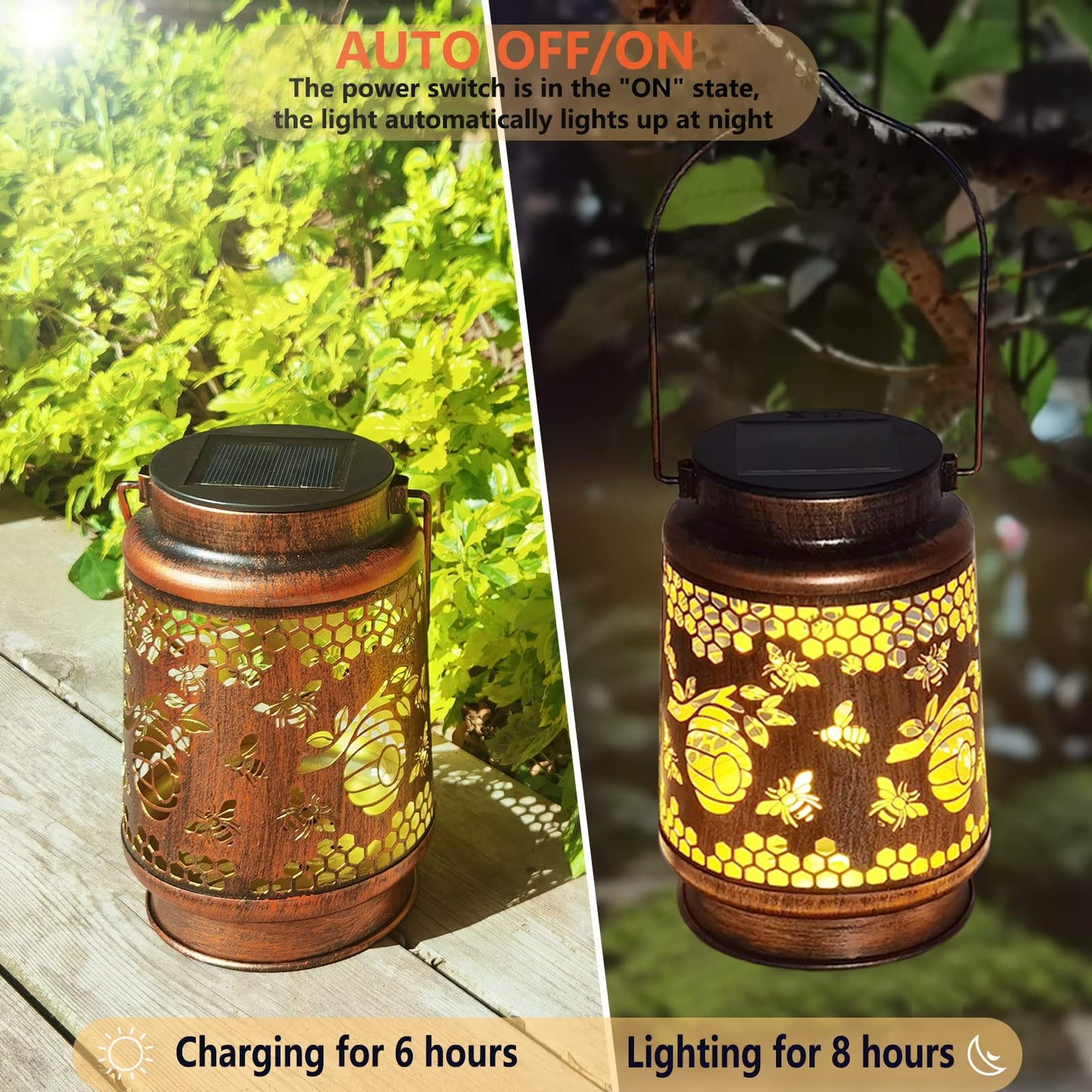 Solar Lanterns Outdoor Waterproof Butterfly Garden Decor Birthday Gifts for Women Mom Grandma, Hanging Solar Lights Metal Lantern Decoration Outside for Yard, Patio, Backyard, Porch