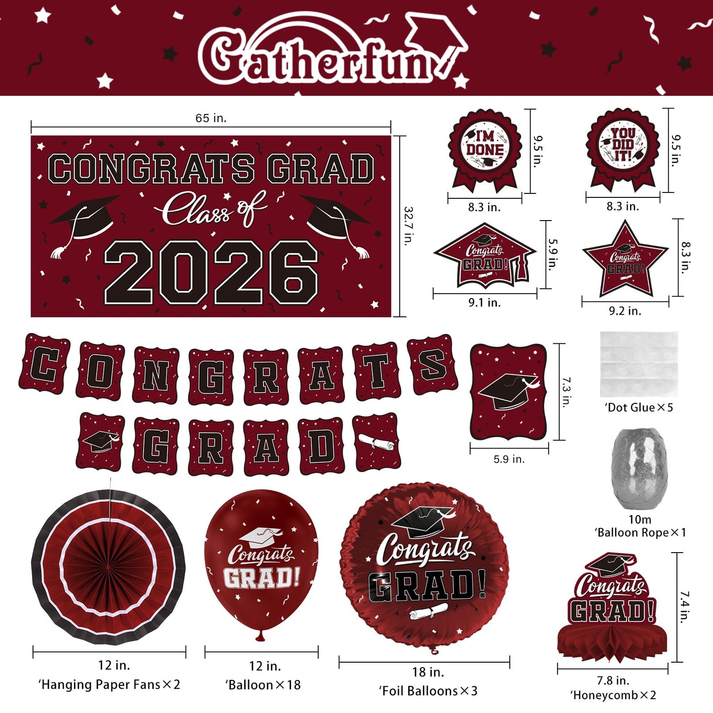 Black and Gold Themed 2026 Graduation Decorations Set - Congrats Grad Banner, Class of 2026 Backdrop, Balloons & Streamers Kit - Graduation Party Supplies for High School & College Celebrations BST326H