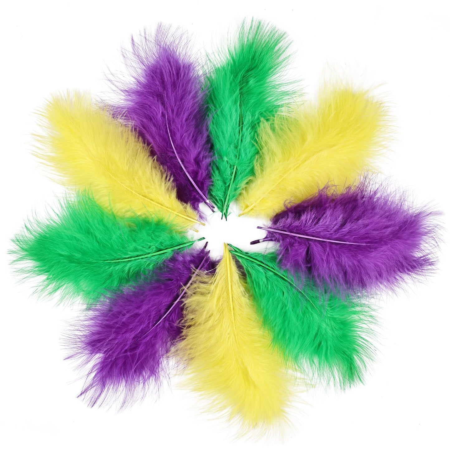 Fluffy Turkey Marabou Feathers 100pcs for Craft Dream Catcher Decoration - 4-7Inches Natural Feathers (Green) BST220