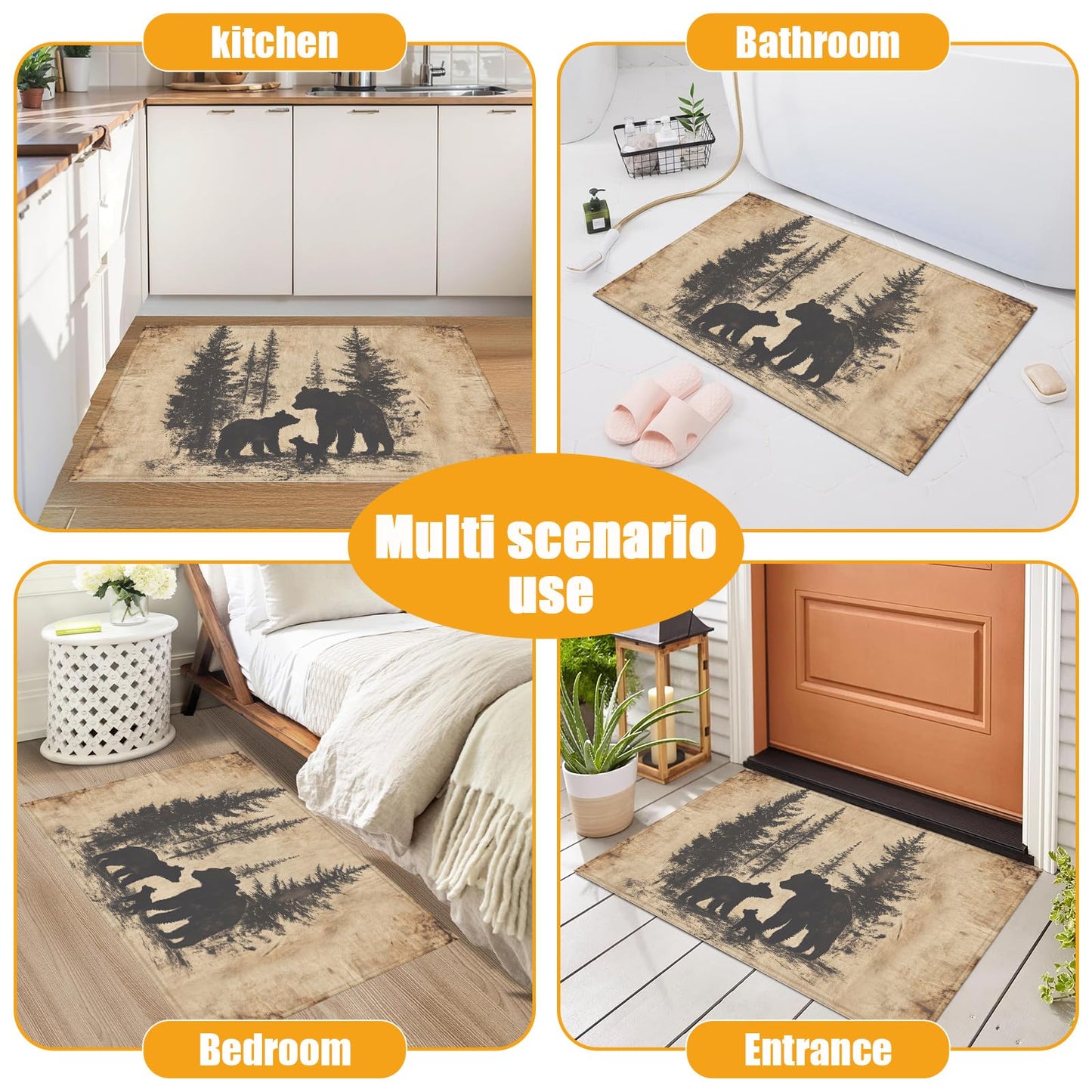 Red Spider Web Bath Mat for Bathroom,Washable Door Mat Absorbent Bath Rug Non-Slip Floor Rug Carpets,for Kitchen Bedroom Indoor BST220