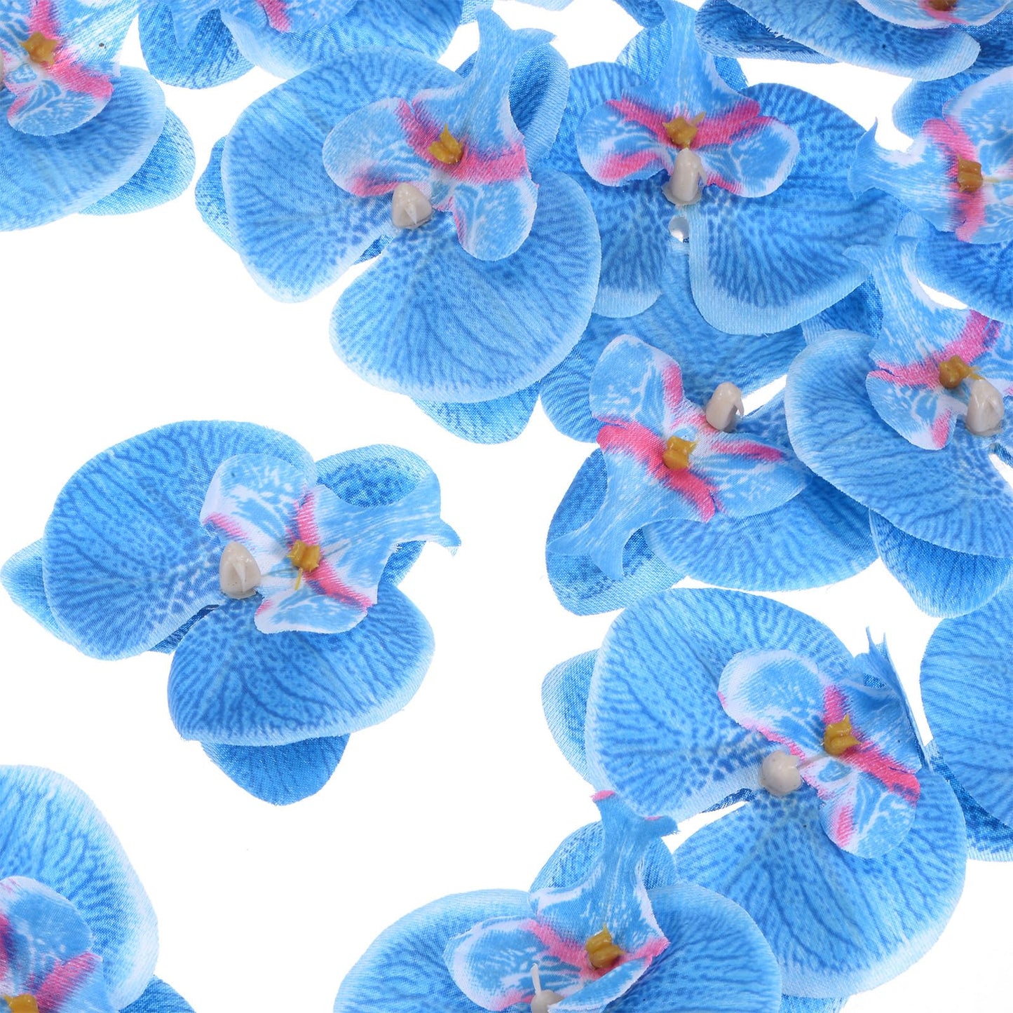 M METERXITY 20-Pack Artificial Orchid Flower Heads, Silk Faux Butterfly Flowers Head for Wedding/Bouquet/Bridal/Party Decor, Fake Phalaenopsis Petals Bulk [2.76 Inch, Dark Purple] BST220