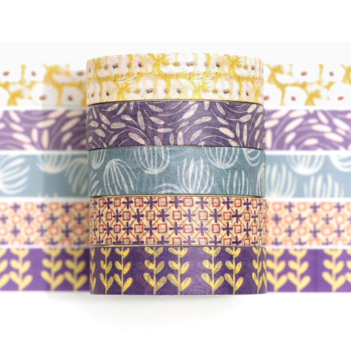 Fantasy Washi Tape Set - 5 Rolls Texture Arts Adhesive Tapes Basic Patterns Decorative Masking Tape Sets for Craft, Kids, Scrapbook, DIY, Gift Wrapping (10-Modern Mosaic) BST220
