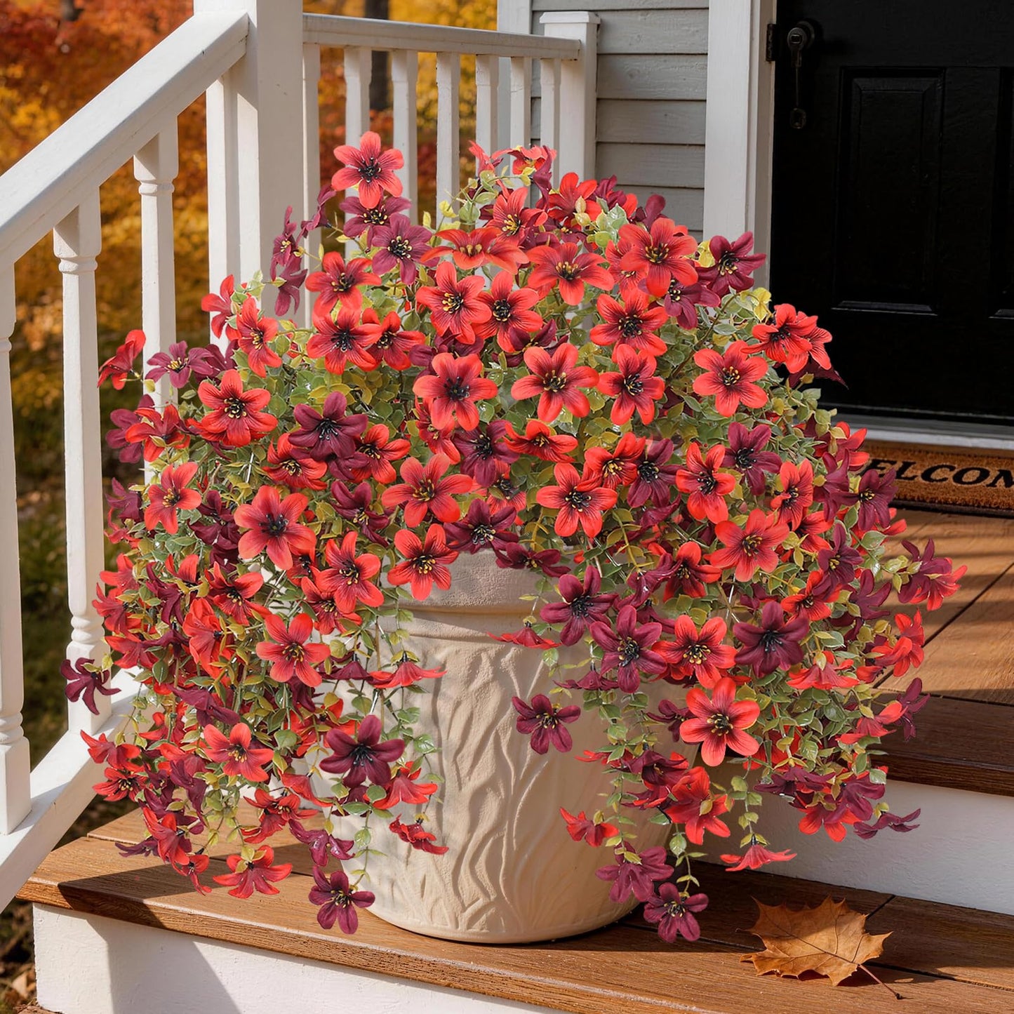 Artificial Flowers for Outdoor Faux Flowers for Plant Pot Spring Decoration | 2 Pcs Faux Hanging Plants UV Resistant Look Real Outside Home Garden Porch Patio Entrance Courtyard Decor BST326H