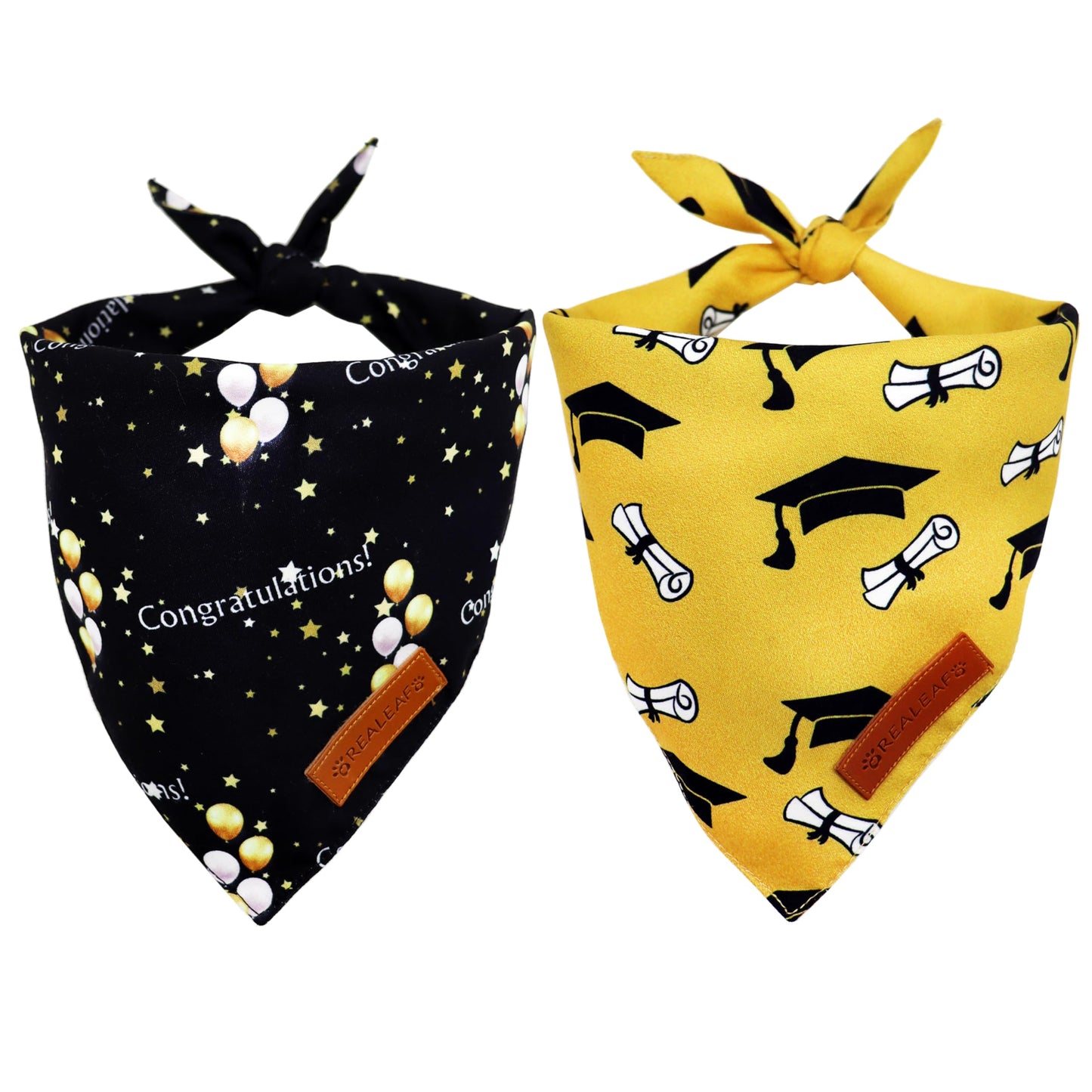 Realeaf Fall Thanksgiving Dog Bandanas 2 Pack, Orange Plaid Pet Scarf for Boy and Girl, Premium Durable Fabric, Holiday Halloween Bandana for Large and Extra Large Dogs (X-Large) WN420