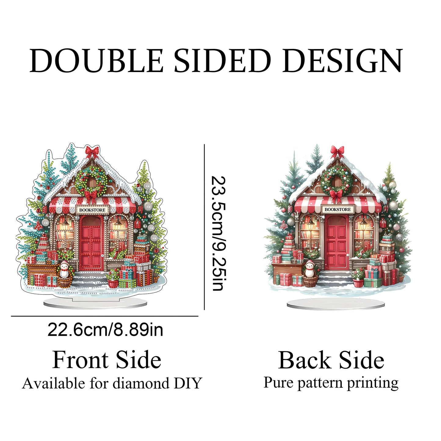 JJFox DIY 5D Tabletop Diamond Art Painting Kit， Desktop Ornament Special Shaped Rhinestone Desk Placement Ornament，Home Office Stand Up Gem Painting Craft Kit，Gift (Father Christmas-2) BST202