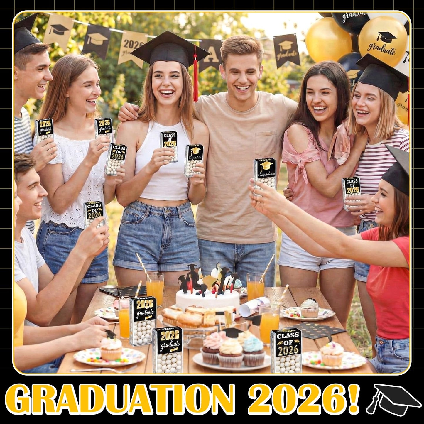 AceOrbit 2026 Graduation Candy Jar Bulk for 24 Guest 3.54 Inch Empty After Dinner Candy Tube Buffet Container Acrylic Box with Sticker for Class of 2026 End of Year Gifts Multi-item Party Favor(Blue) WN420