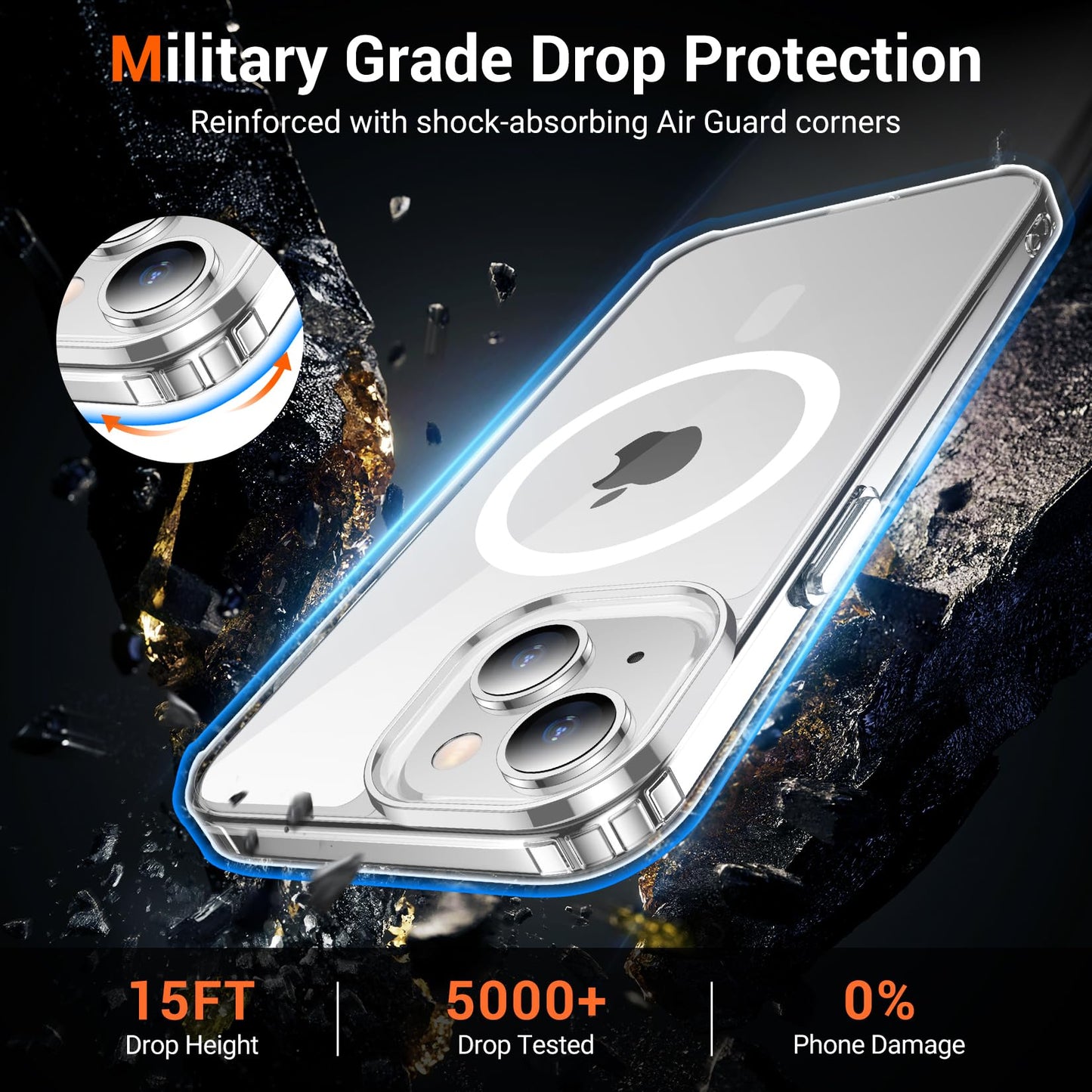 for iPhone 17 Pro Max Case Clear with Screen Protector, Compatible with Magsafe, Anti-Yellowing, Military-Grade Protection, Shockproof Slim Magnetic Phone Case Cover, Black WN420