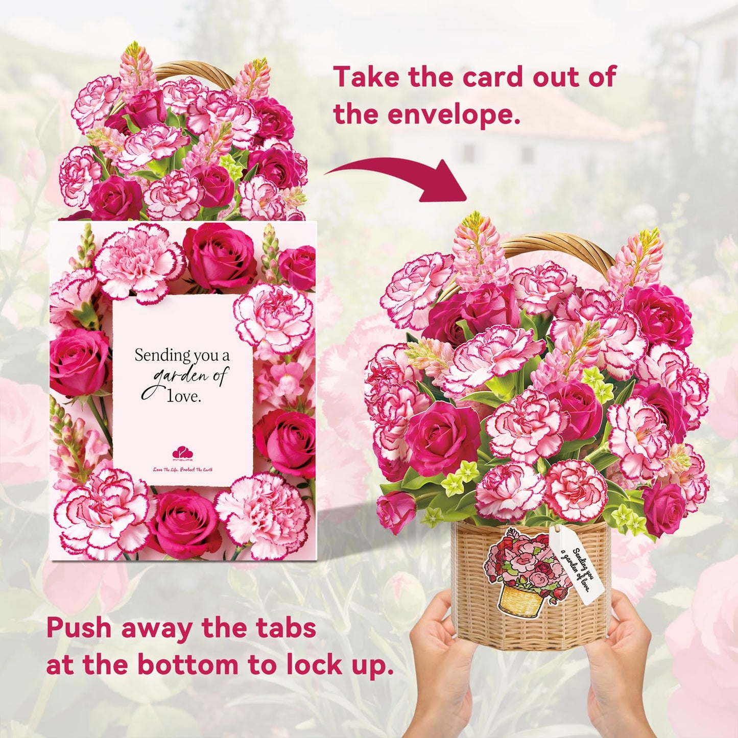 Pop Up Greeting Cards, Dahlia Paper Flower Bouquets | Birthday,Mother's Day, Thank You, Get Well, Anniversary,Include Note Card & Envelope WN420