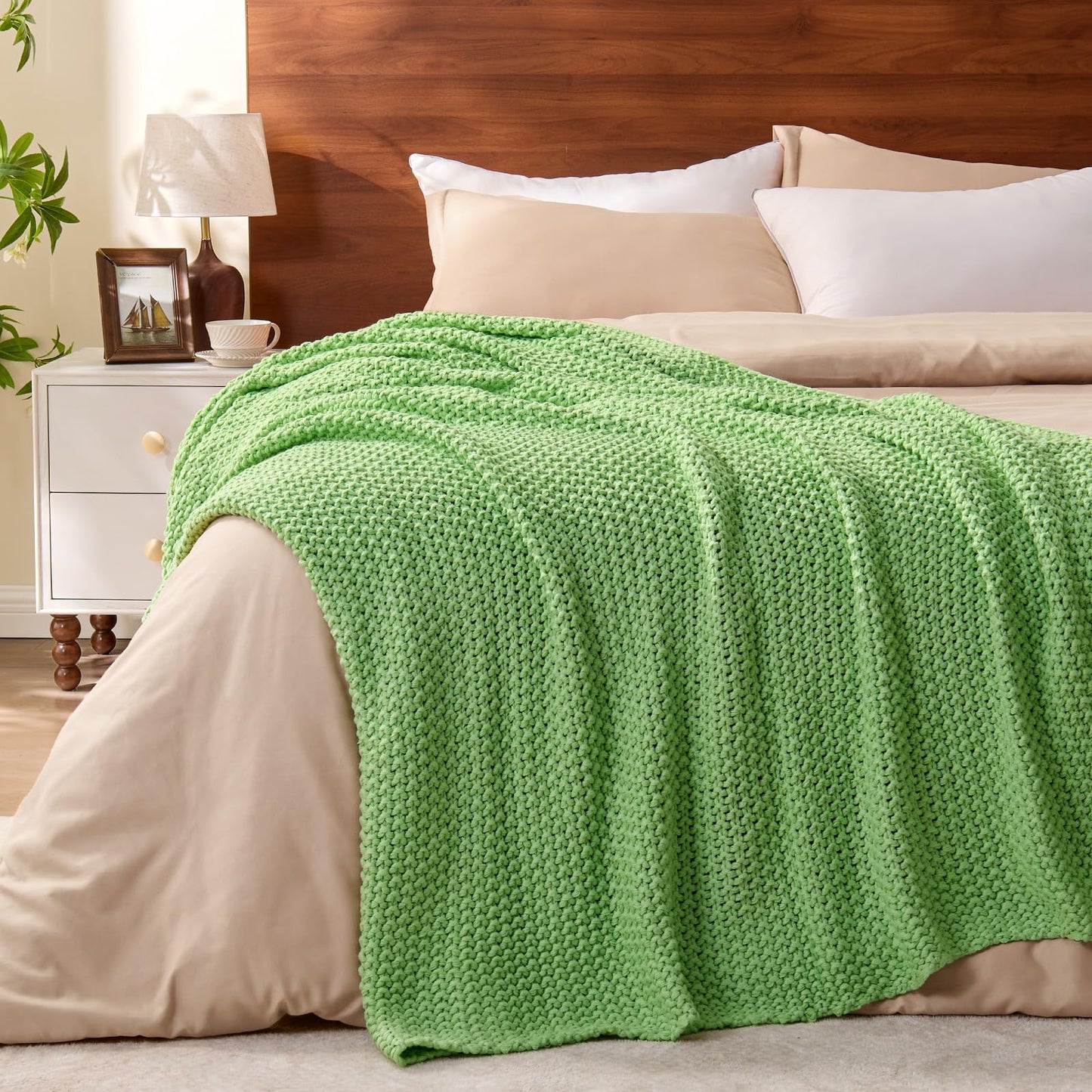 BEDELITE Chunky Cable Knit Throw Blanket, Acrylic Chunky Knitted Blankets N31