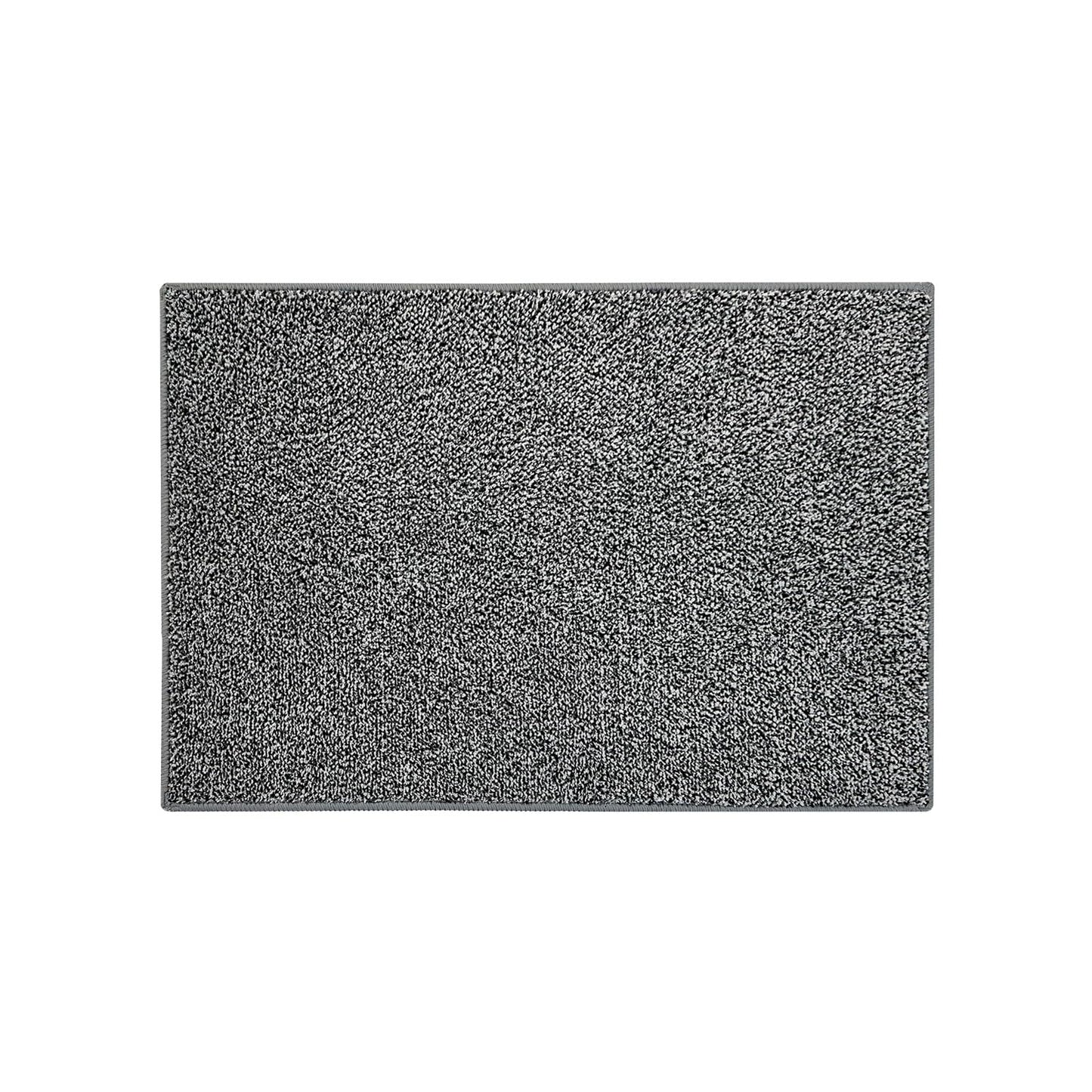 HDFK Bathroom Rugs | Non Slip Washable Bath Mats 24x16 Inches 2 Tone Soft Chenille Medium Pile TPR Floor Mat | High Absorbency Quick Dry Grey and White | Shower Rug for Wet Dry Zone BST220