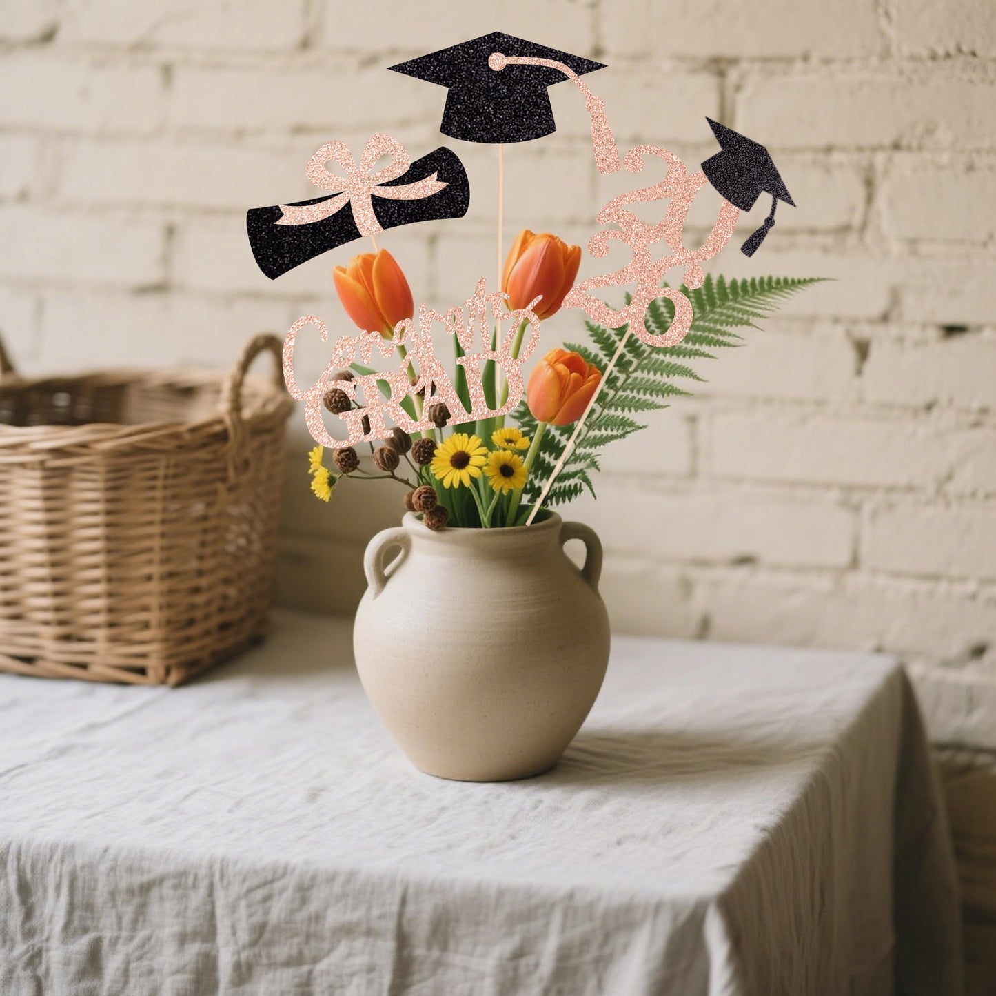 Graduation Centerpieces Class of 2026, 16 PCS Red Blue Double-Sided Table Toppers, Congrats Grad Party Decorations Supplies (Set of 4 Designs) WN420