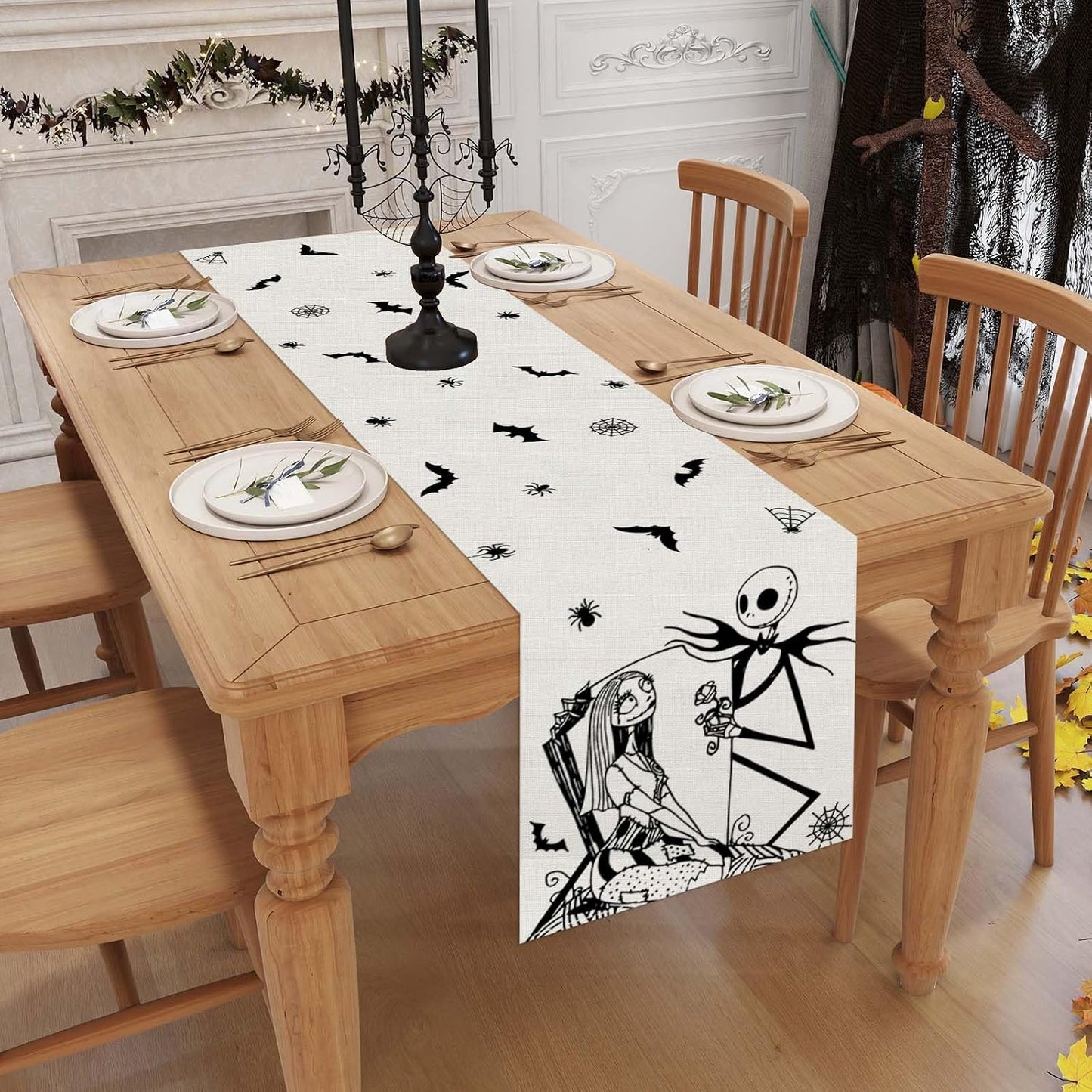Halloween Table Runner, Halloween Home Kitchen Dining Room Table Decor, Christmas Xmas Winter Holiday Decorations and Supplies for Home 13x72 Inch BST220