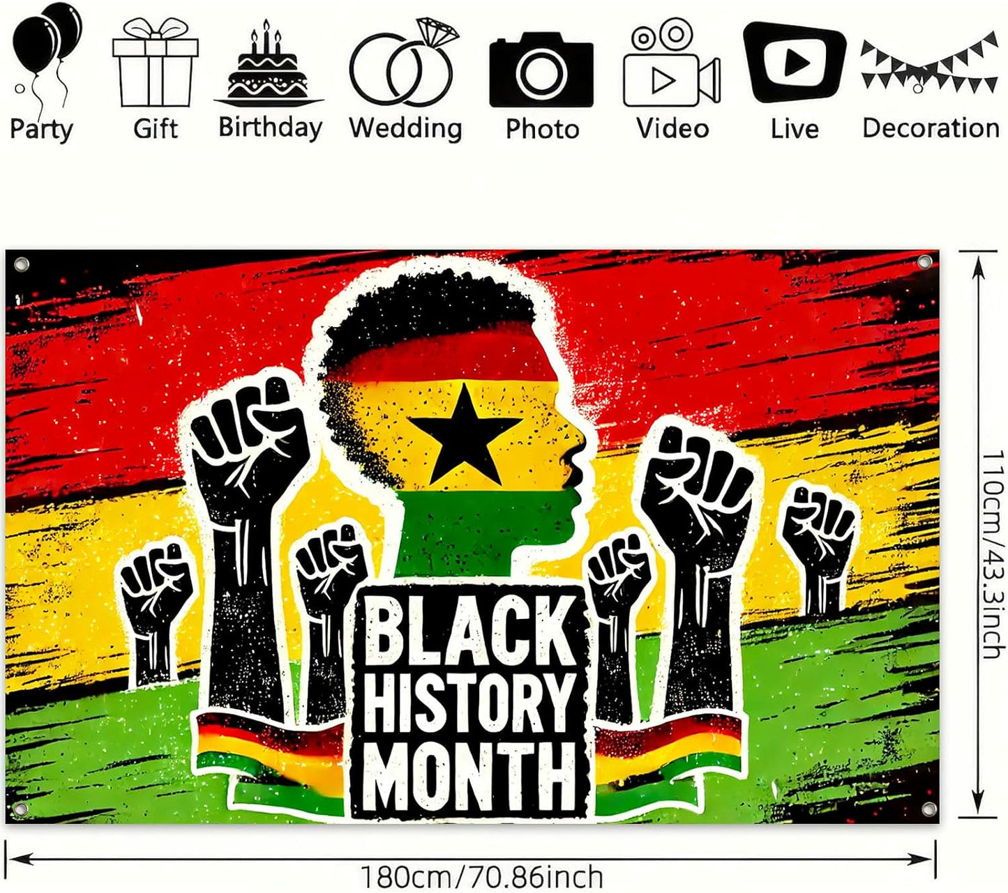 HOMETITUTE Black History Banner African Culture Power Decorations 71 x 43 Inch BST326H