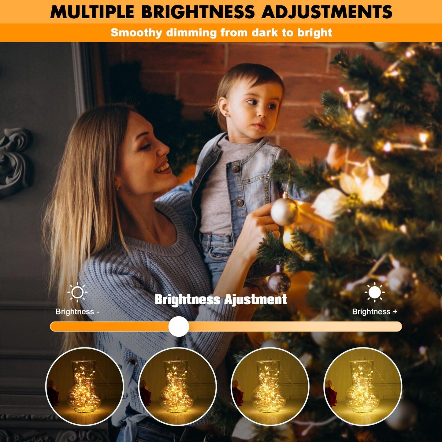 Fairy Lights 33FT 100 LED Fairy String Lights Battery Operated with Remote, 8 Modes Outdoor Waterproof Led Twinkle Lights for DIY Party Wedding Christmas Decoration Warm White WN420
