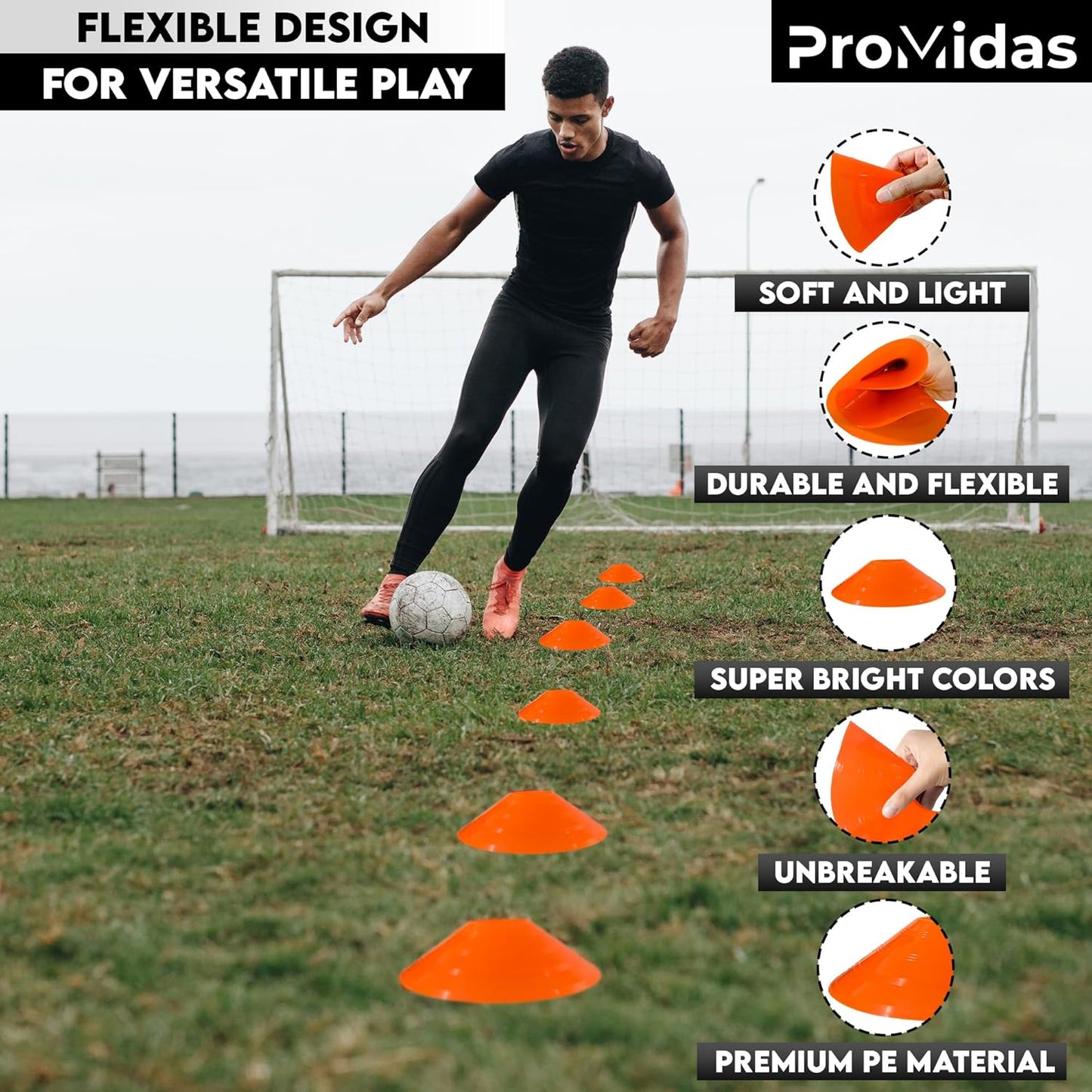 ProMidas Disc Soccer Cones for Training Kids 100