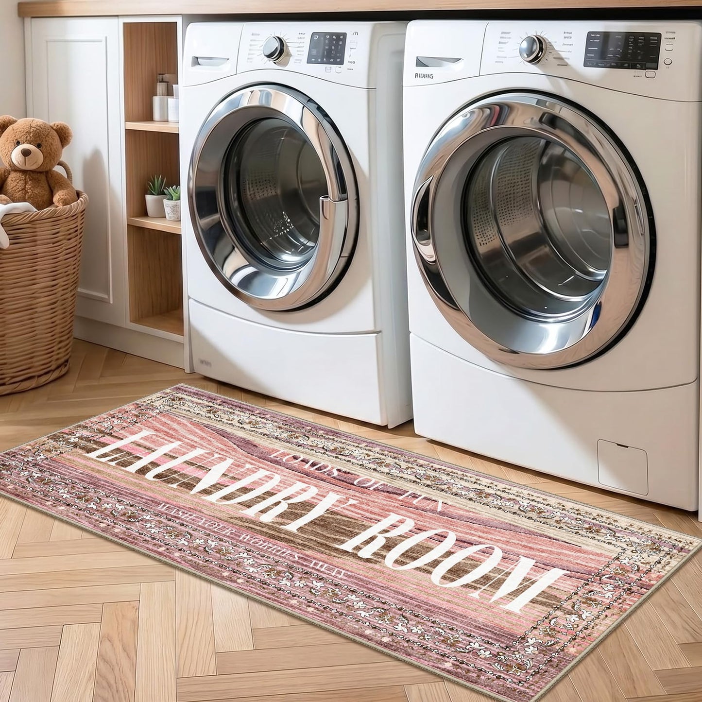 TOPRUUG 2x8 Kitchen Runner Rug: Non-Slip Kitchen Rugs Stain Resistant Kitchen Mats for Floor Low-Pile Carpet for Sink Soft Kitchen Runners Non Skid Washable 8 ft Mat Home Decor 2'x8' Beige BST202