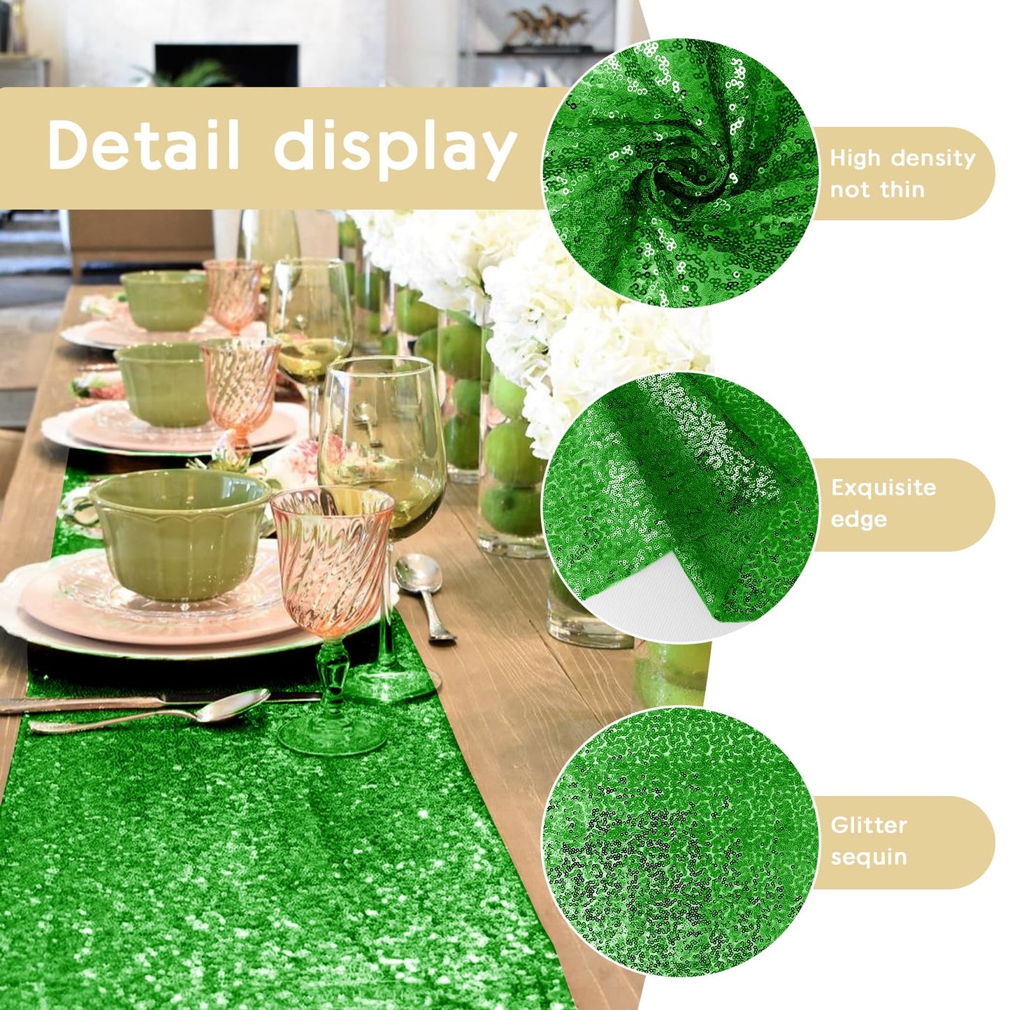 10 Packs 12 x 72 inches Sequin Table Runner, Orange Glitter Table Runner for Birthday Party Supplies Wedding Engagement Baby Shower Holiday Celebration Event Decorations WN420