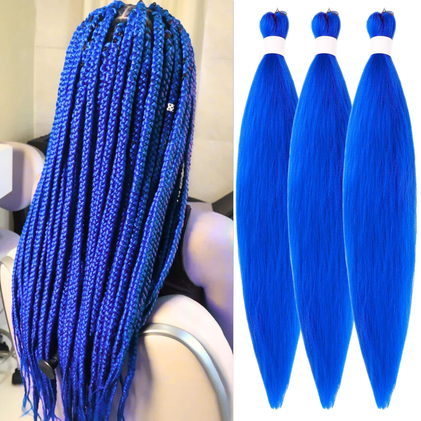 Purple Braiding Hair Pre stretched Knotless 26 inch | Hypoallergenic Synthetic Purple Prestretched Ez Braid Knotless Itch Free Soft Yaki Texture Hot Water Setting WN420