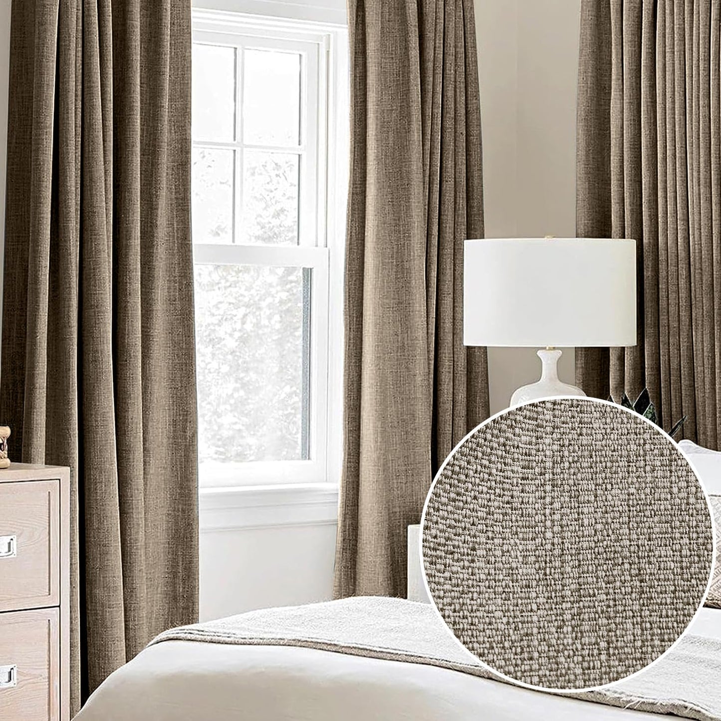 Grey Full Blackout Linen Curtains 84-inch-Long Thermal Insulated Noise Reducing Bedroom Drapes Rustic Farmhouse Triple Weave Window Treatment Set for Theatre, Nursery, 40"x84"x2, Grey BST202