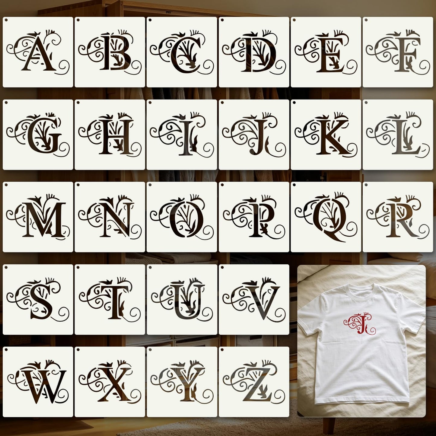 Letter Stencils for Crafts Reusable 42Pcs Number Stencils(5 Inch Font) | DIY Art Painting Stencil Furniture Decor Kit for Wood Embroidery Wall Silk Screen Journaling BST202