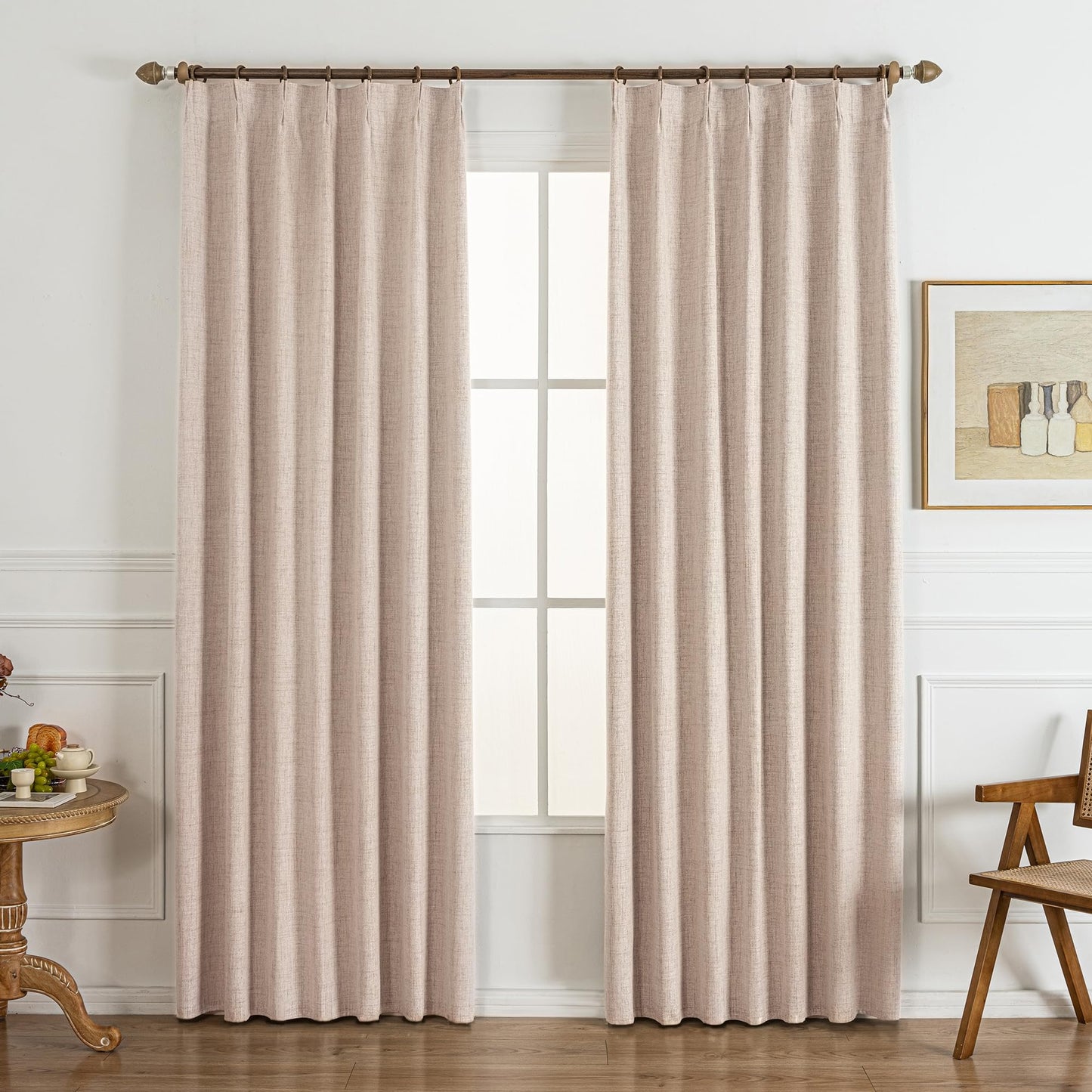 Gray Blackout Chenille Pinch Pleated Curtains 40x96in- Ultra Soft Wrinkle Resistant Thermal Insulated Room Darkening Drapes,Noise Reducing with Roman Clips,2 Panels Set for Bedroom/Living Room/Office BST202