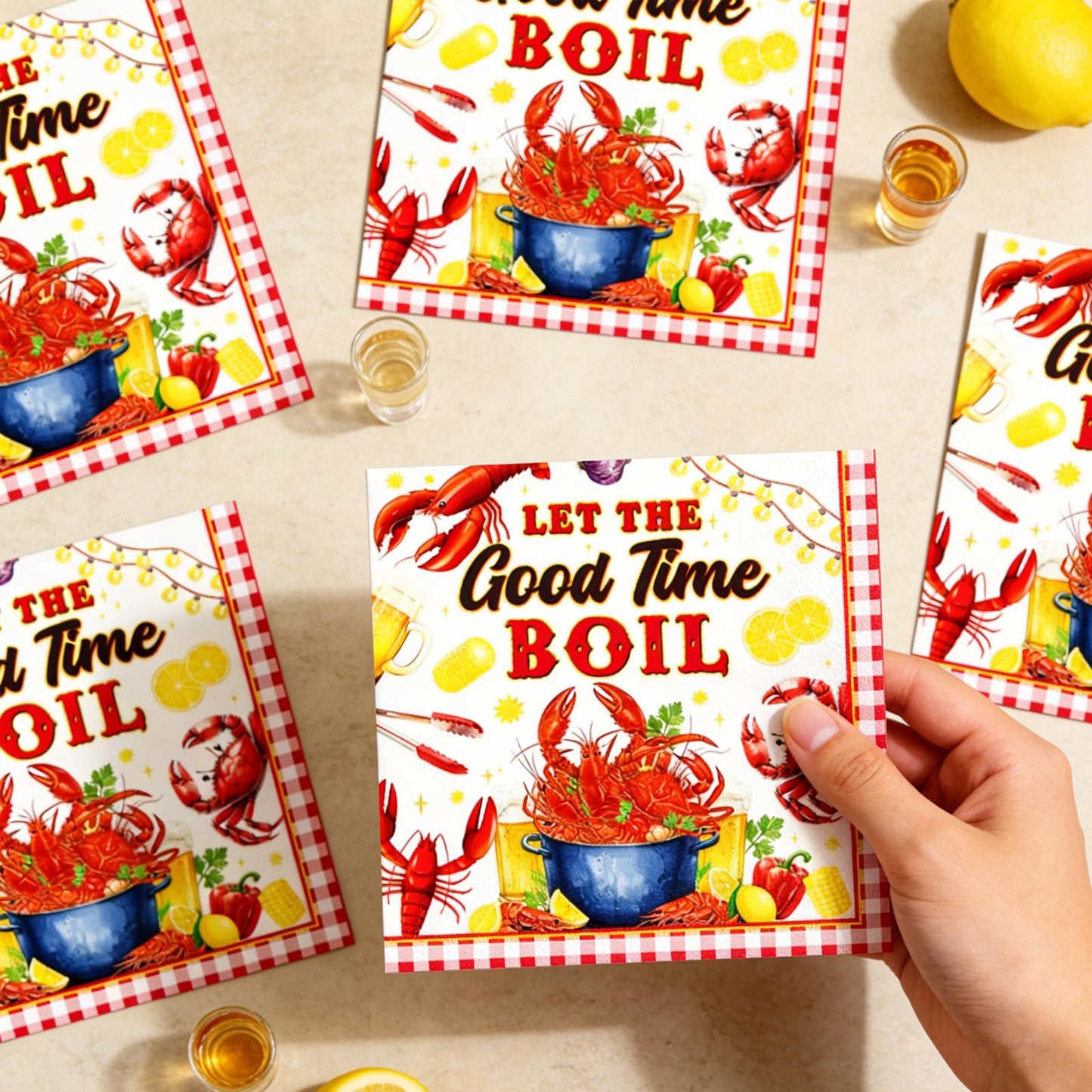 Gameza July Christmas Party Decorations, 50PCS There's Some Hohoho's in July Disposable Paper Napkins Decoration, Summer Xmas Beach Napkins Decor Supplies BST220