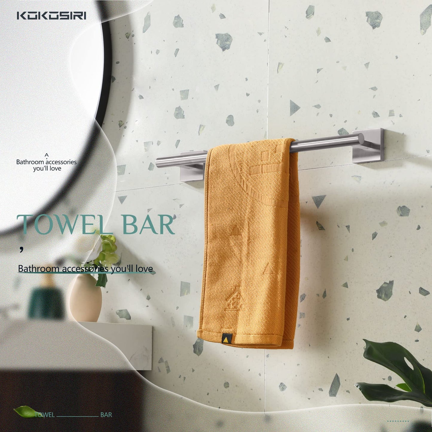 KOKOSIRI Bathroom Towel Bars 16 Inch Towel Rail Matte Black 40CM Hand Towel Holder for Bath Kitchen Wall Stainless Steel B4005BK-L16 BST202