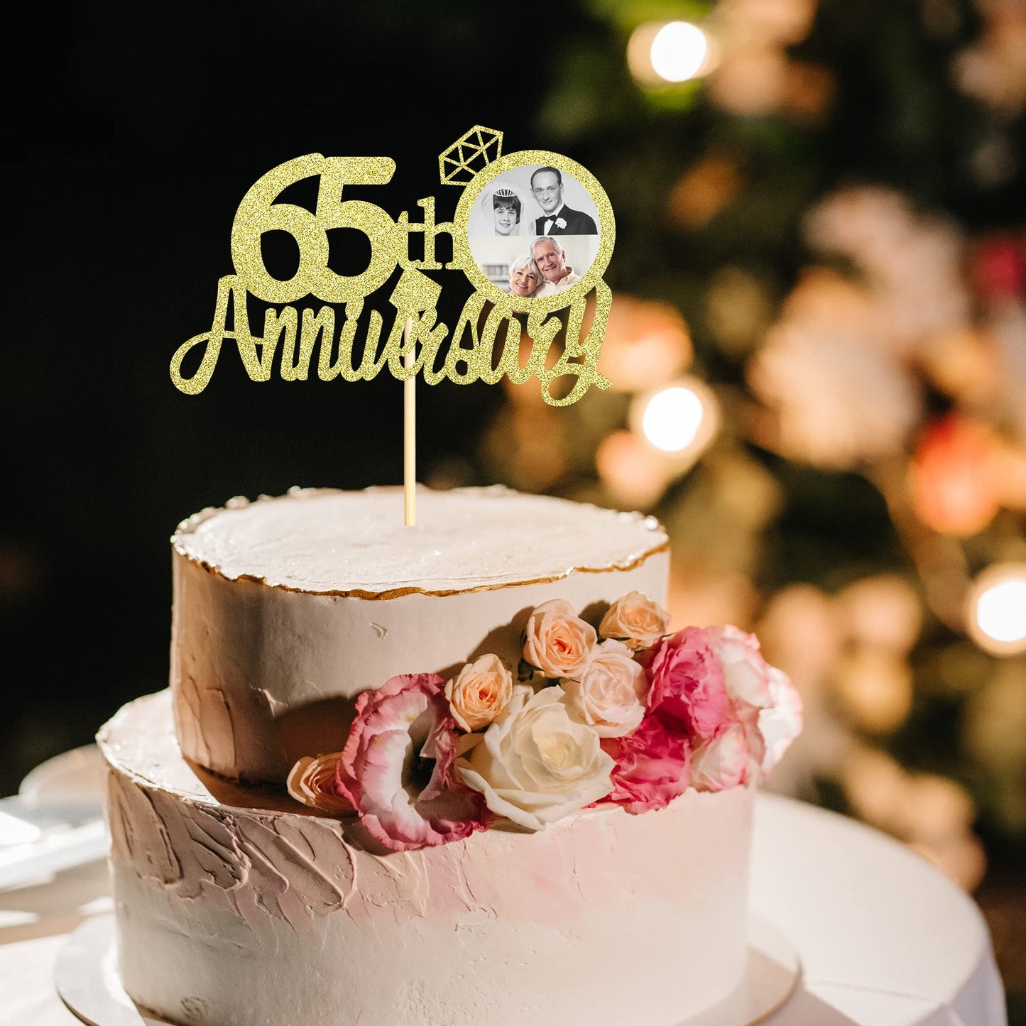 Sumerk 13 PCS Gold Glitter 55th Anniversary Cake Topper Happy 55th Anniversary Wedding Anniversary Cake Decorations BST220