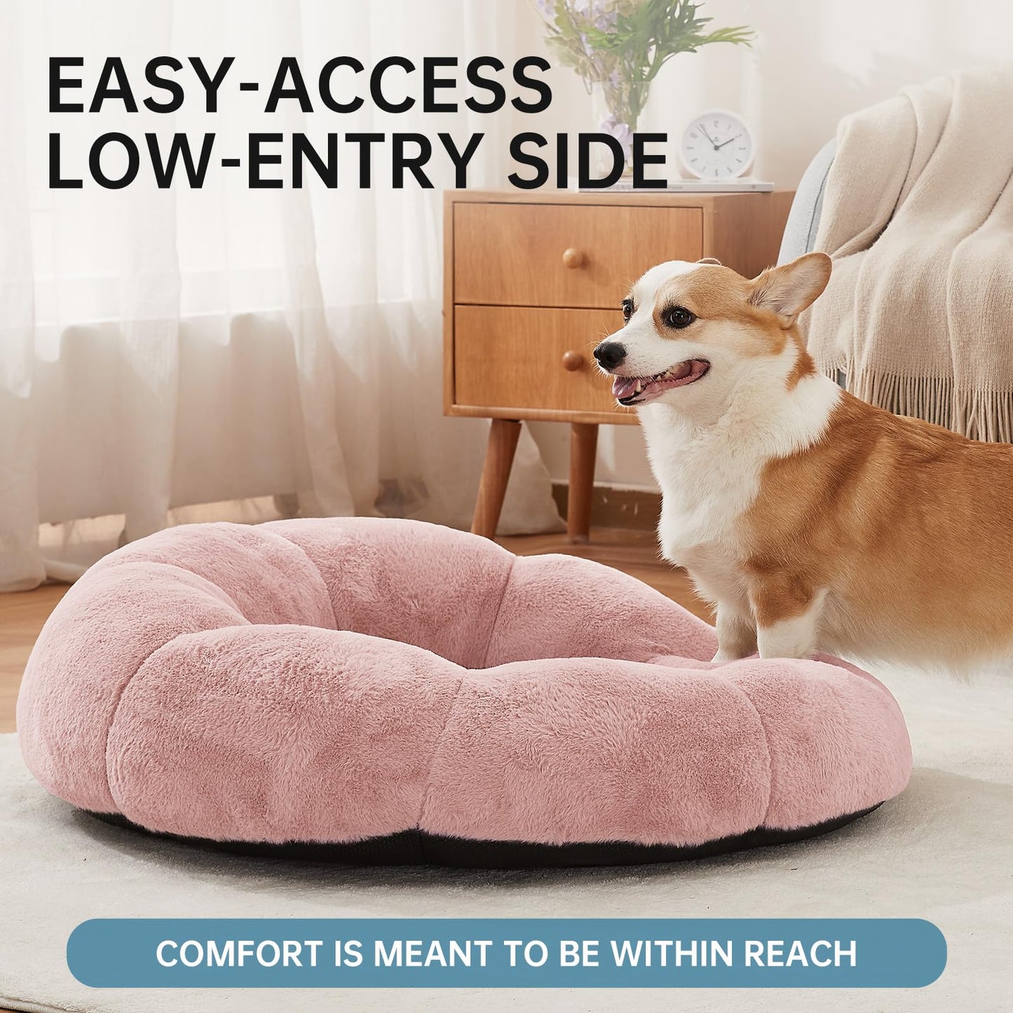 OhGeni 20 inches Calming Donut Dog & Cat Bed for Small Pets N28