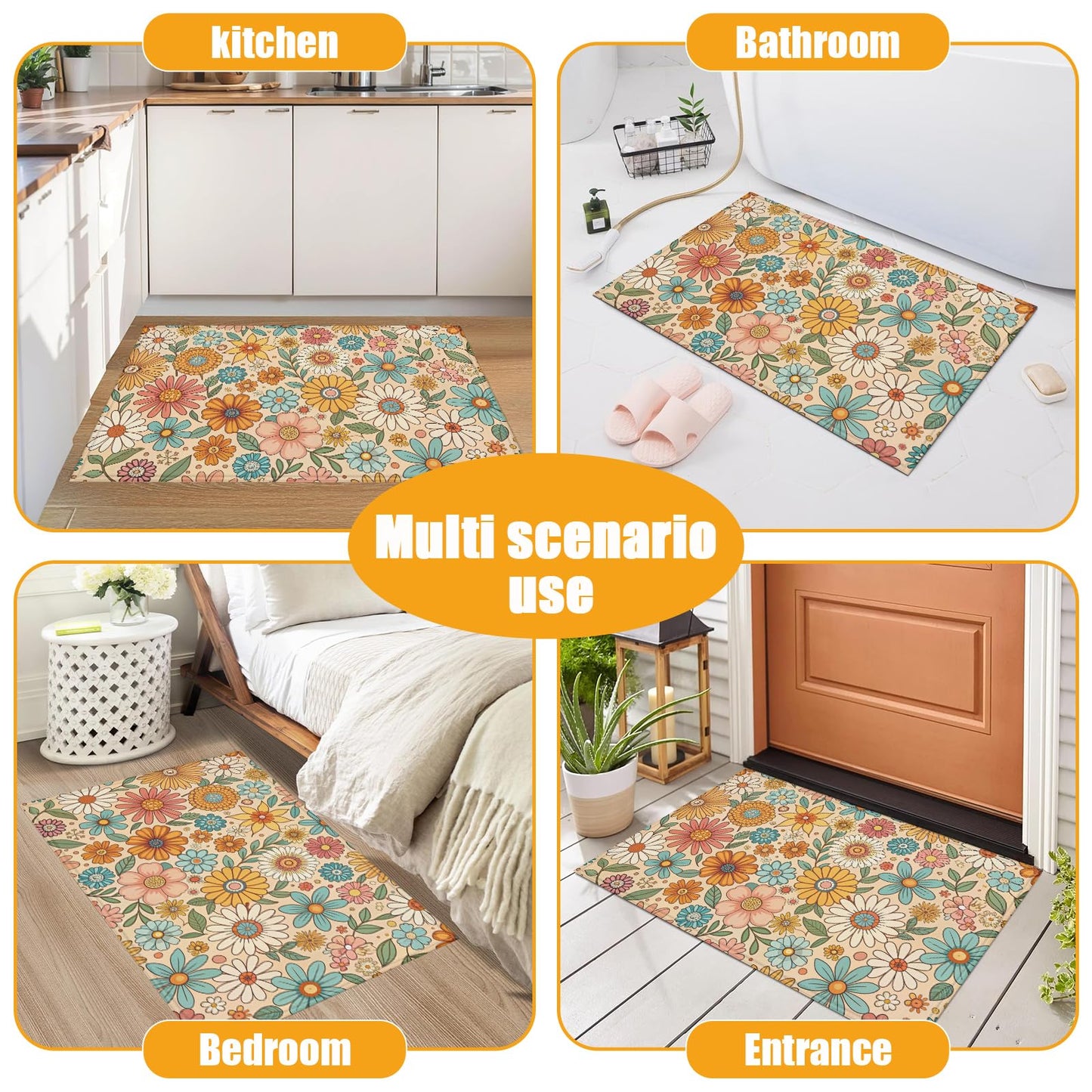 Red Spider Web Bath Mat for Bathroom,Washable Door Mat Absorbent Bath Rug Non-Slip Floor Rug Carpets,for Kitchen Bedroom Indoor BST220