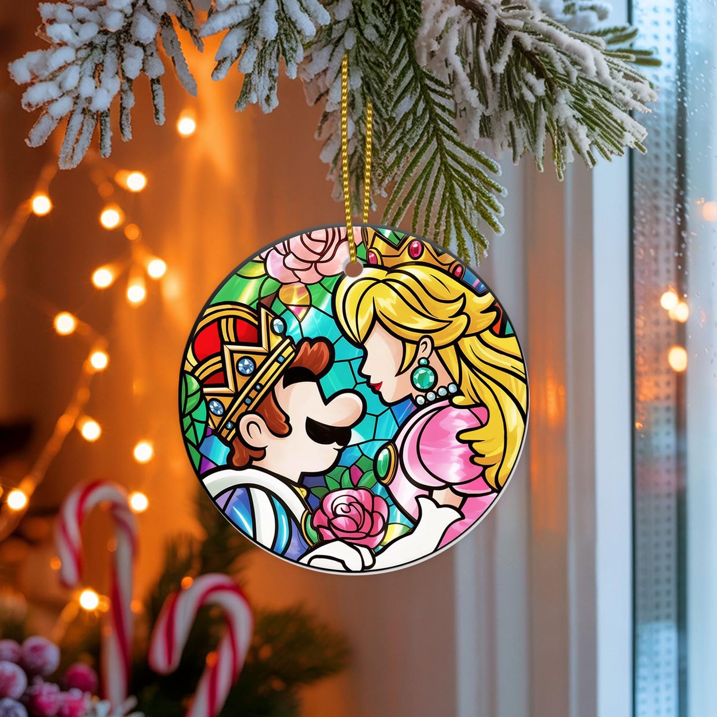 Stained Glass Snowy Owl Ornament – Artistic Ceramic Christmas Decoration for Bird Lovers, Holiday Keepsake Gift 2025 WN420