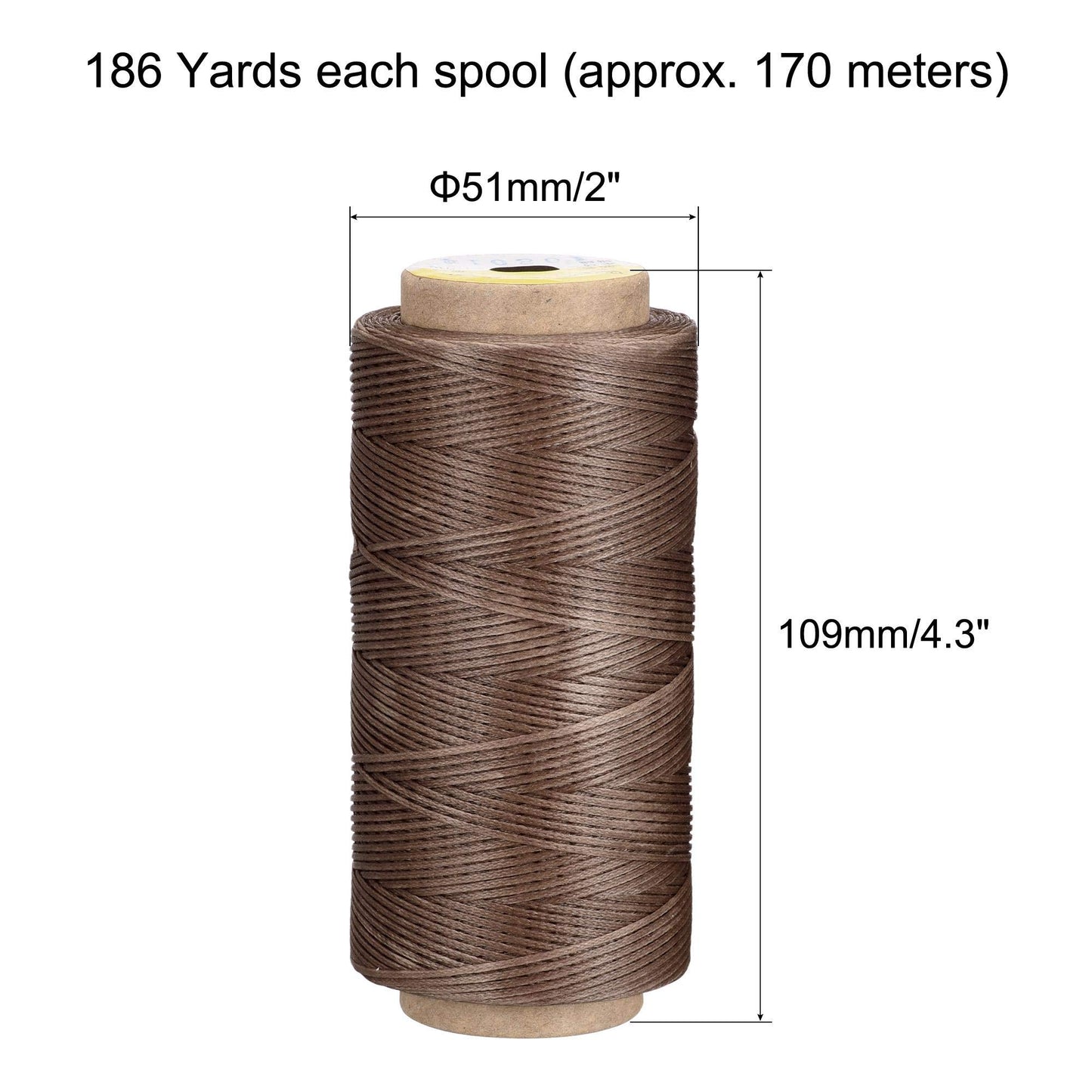 uxcell Leather Sewing Thread 186 Yards 210D/1mm Polyester Waxed Cord for Manual Sewing, Wheat BST326H