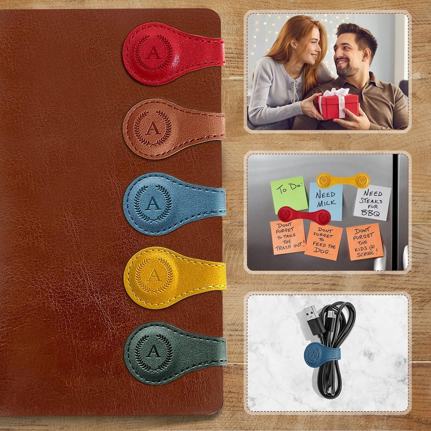 Handmade Personalized Leather Magnetic Bookmark - Custom Initial Letter Design with 26 Alphabet Choices - Durable Bookmark for Readers, Book Lovers, Women & Kids BST202