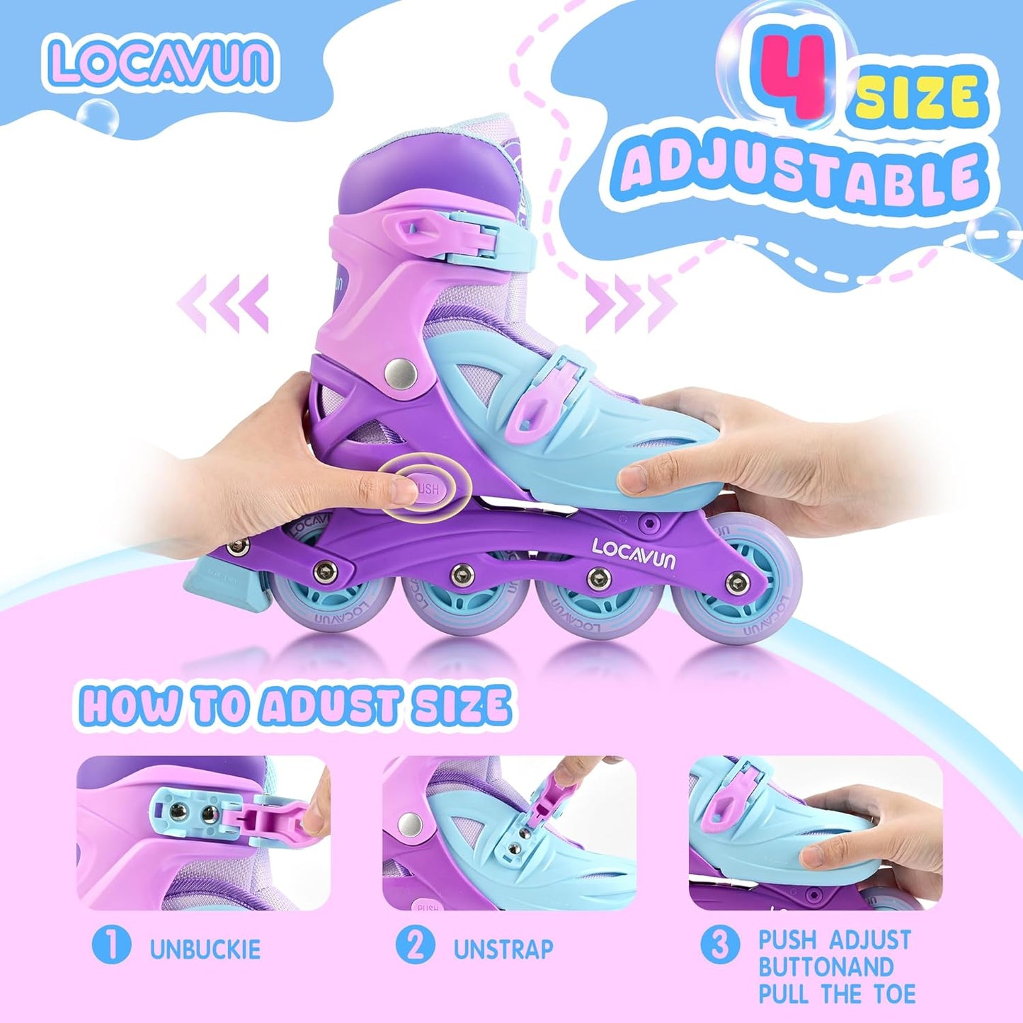 Locavun Inline Skates for Girls Size Small 65
