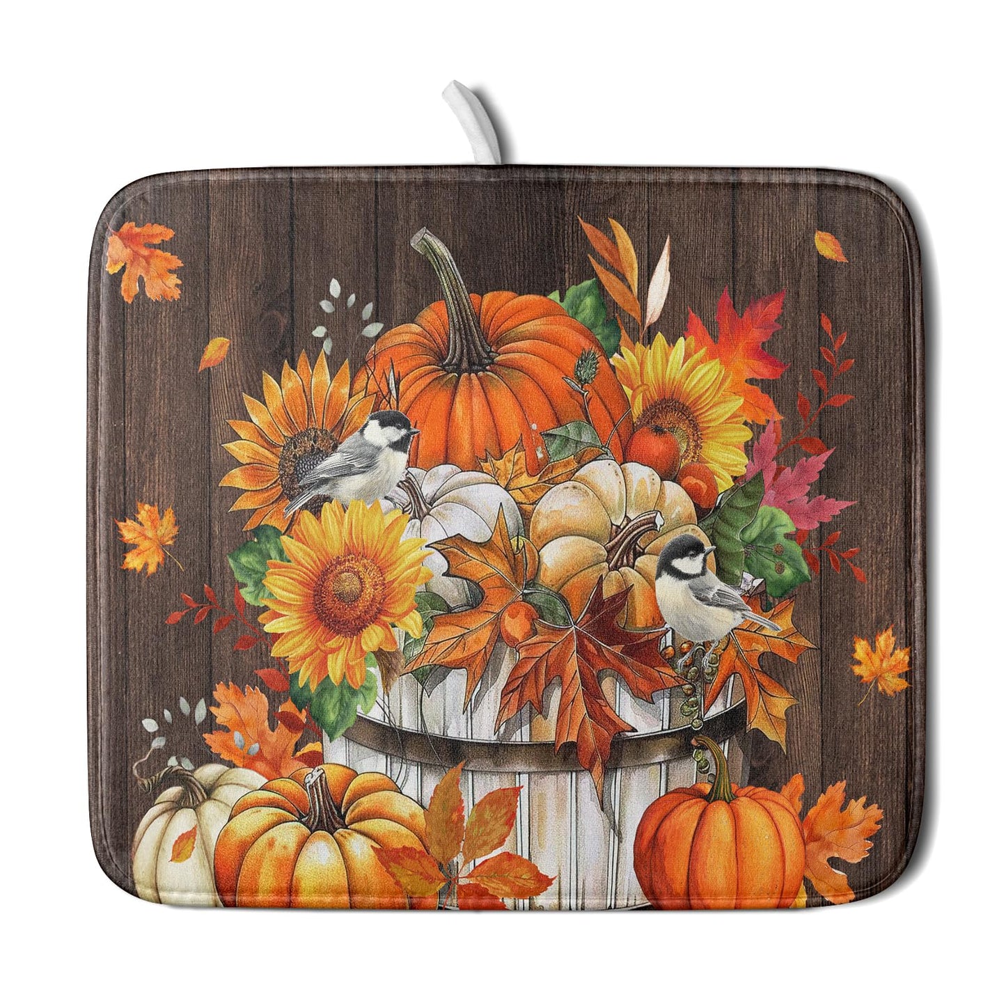 Fall Pumpkin Dish Drying Mat for Kitchen Counter Decor 18x24 Inch Halloween Thanksgiving Dish Drainer Mats Absorbent Reversible Dishes Pad BST220