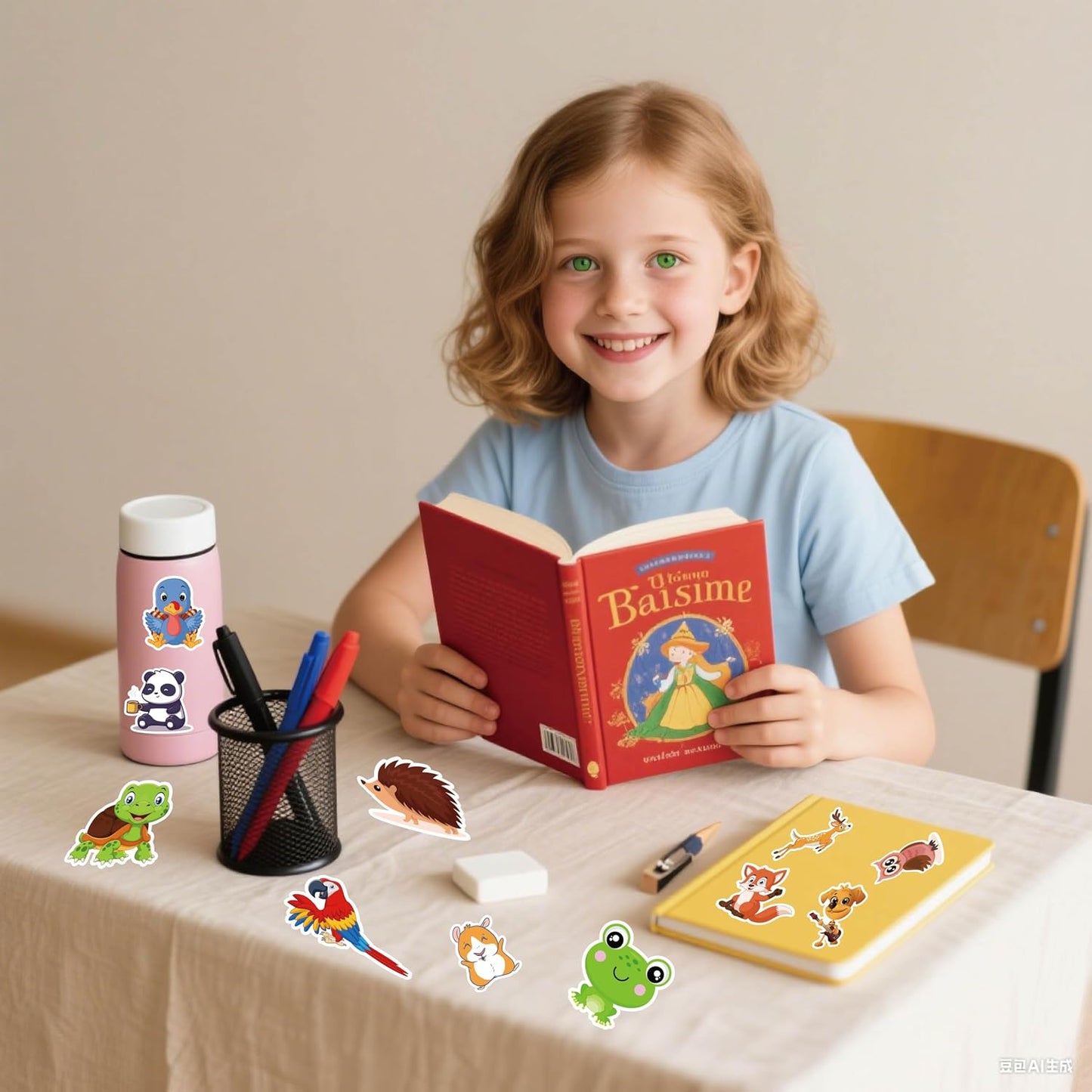 100 PCS Water Bottle Stickers for Kids Removable Waterproof Decals Cute Cartoon Animal & Unicorn Designs Easy to Peel/Reposition Ideal for Water Bottles Laptops Lunch Boxes BST202