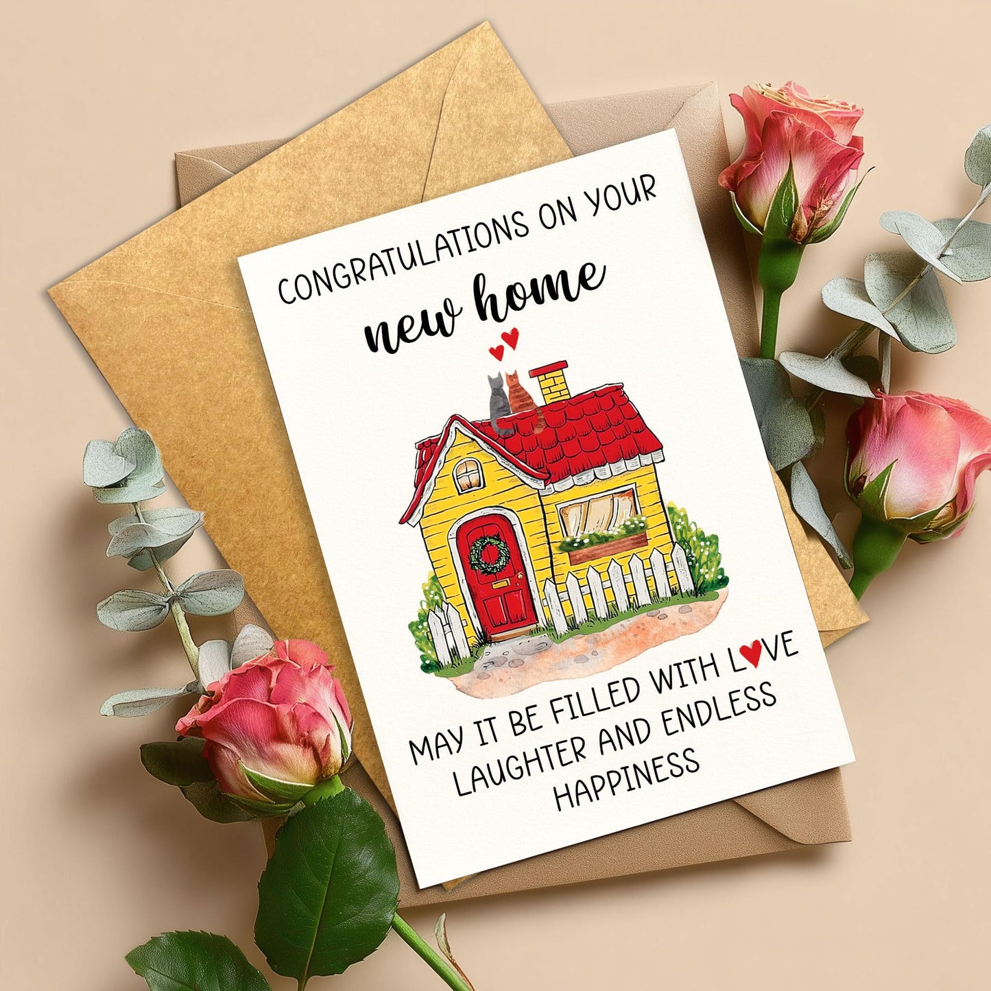 Congrats on Your New Home Housewarming Greeting with Gold Lettering and Key Design, Funny Congratulations Gift for New Homeowners, First-Time Buyers, Friends, Neighbors, Real Estate Clients Single 5.3''x8'' with Envelope BST326L