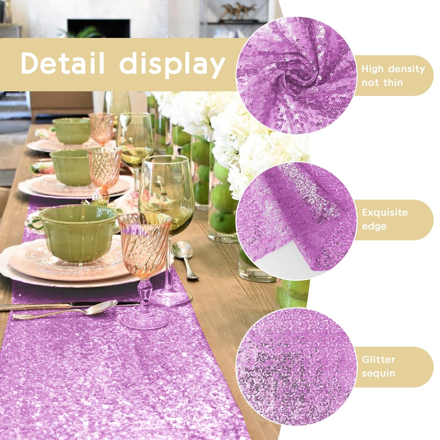 10 Packs 12 x 72 inches Sequin Table Runner, Orange Glitter Table Runner for Birthday Party Supplies Wedding Engagement Baby Shower Holiday Celebration Event Decorations WN420
