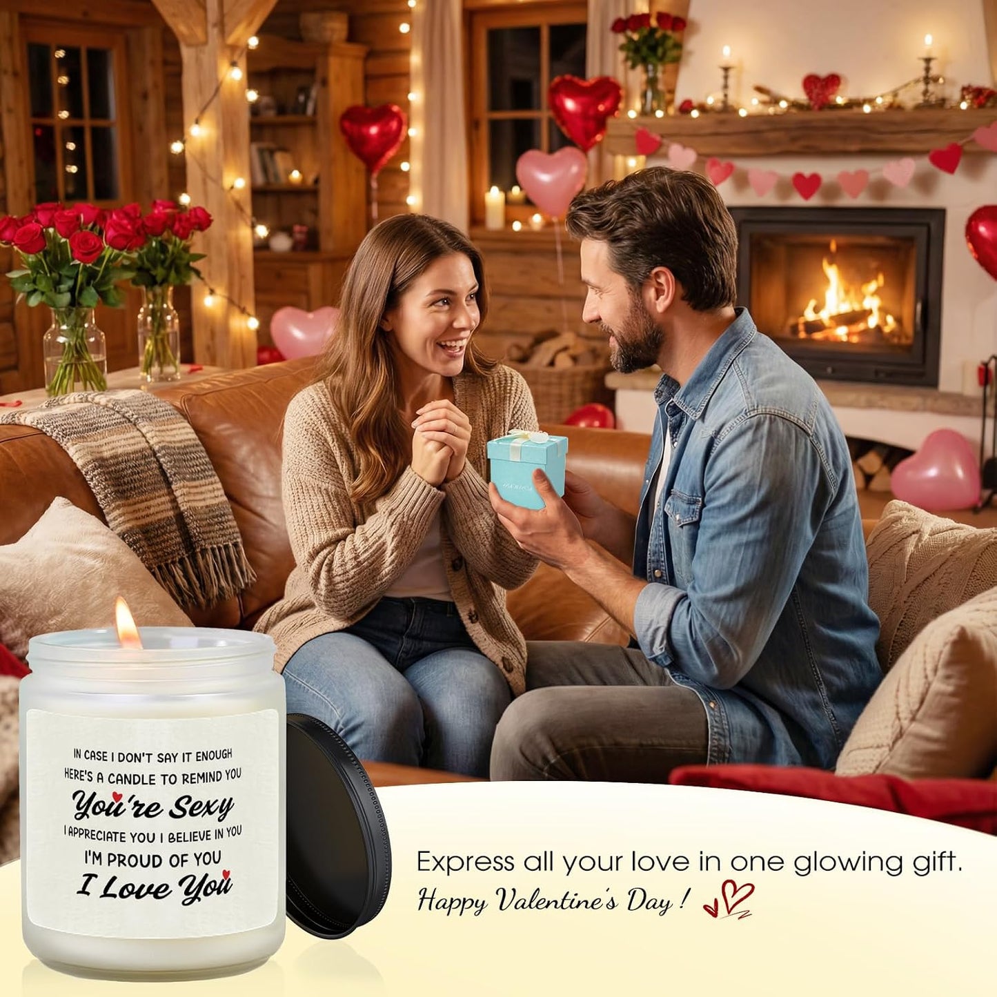 Kosmickiss Valentines Day Gift for Her Him, Lavender Scented Candle, I Love You Anniversary Wedding Gift for Girlfriend Boyfriend Wife Husband, Romantic Birthday Presents WN420