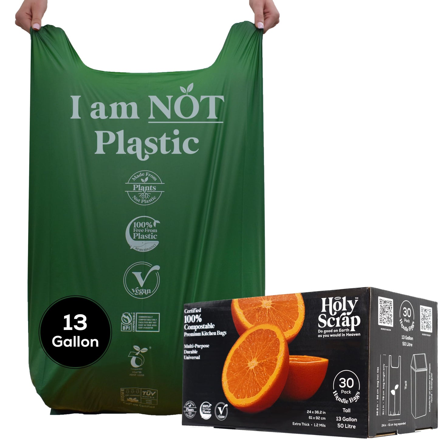 Small Compostable Trash Bags - 2.6 Gallon, 100 Pack, 100% Plastic-Free Decomposing Kitchen Food Waste Trash Can Bags & Liners, Thick Countertop Garbage, Bathroom & Bio Bin Bags