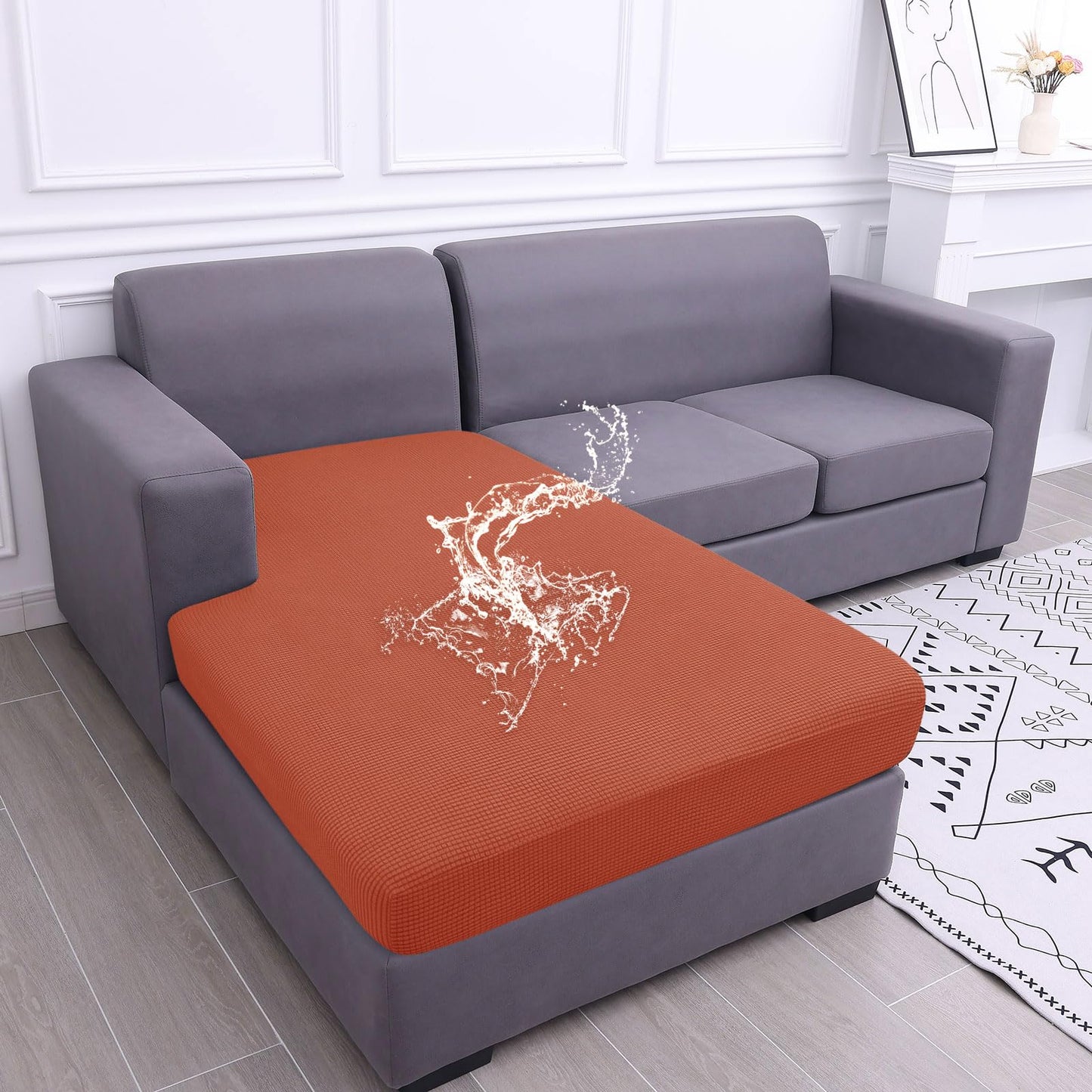 Waterproof Couch Cushion Covers for Pets, Non Slip Sofa Seat Cover | Stretch Jacquard Fabric, Elastic Bottom, Non Slip Fit, Waterproof Protection, Pet Hair Protection (1 Piece for Backrest M) BST202