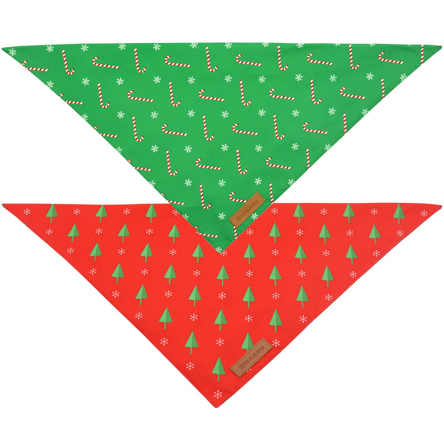 Realeaf Fall Thanksgiving Dog Bandanas 2 Pack, Orange Plaid Pet Scarf for Boy and Girl, Premium Durable Fabric, Holiday Halloween Bandana for Large and Extra Large Dogs (X-Large) WN420