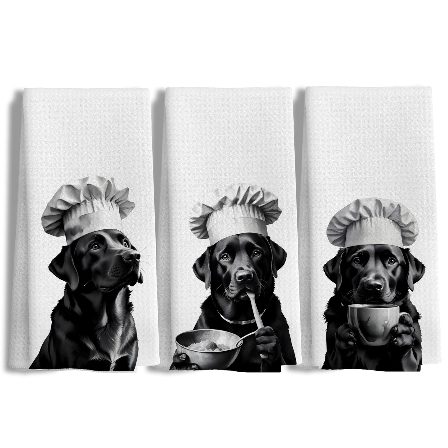 Funny Black Labrador Retriever Kitchen Towels, Black Lab Gifts Dish Tea Towels for Kitchen Decor, Gifts for Labrador Dog Lovers Hand Towels, 16x24 Inches BST202