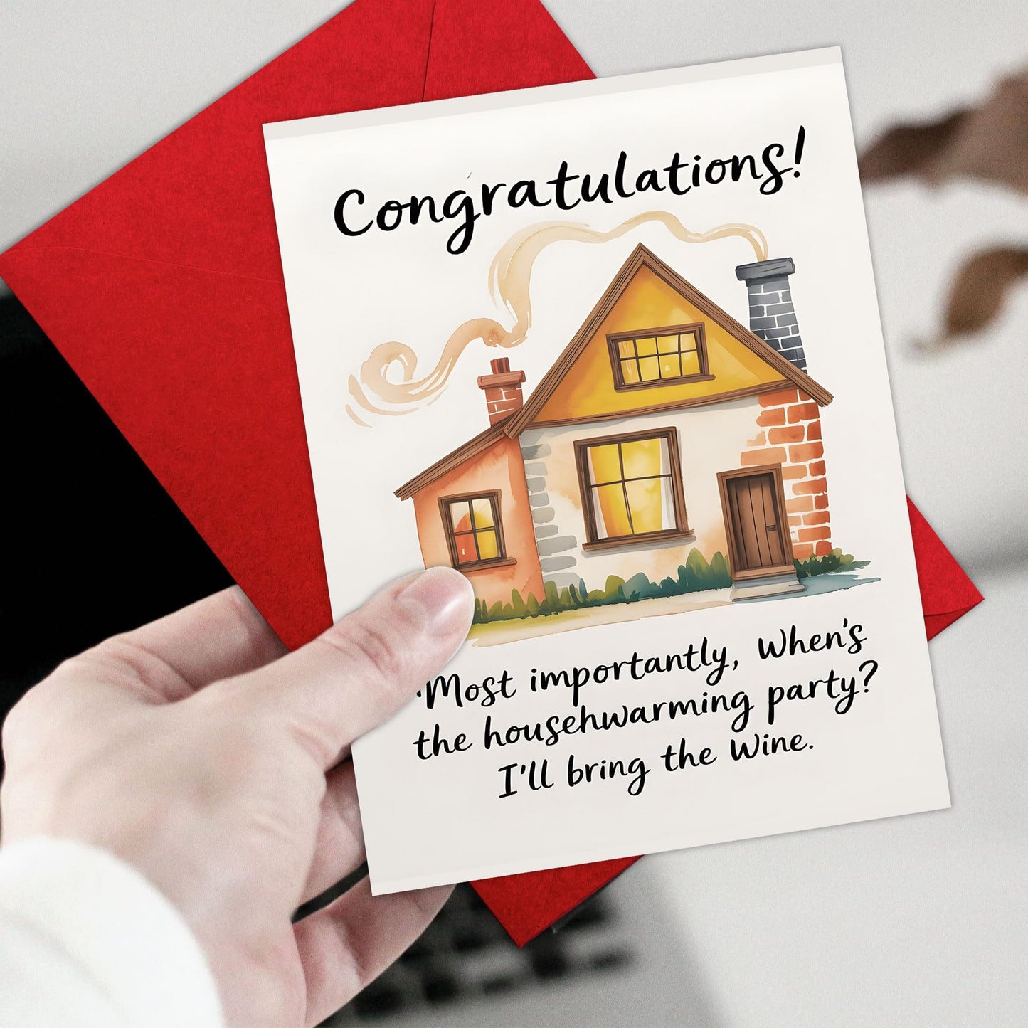 Congrats on Your New Home Housewarming Greeting with Gold Lettering and Key Design, Funny Congratulations Gift for New Homeowners, First-Time Buyers, Friends, Neighbors, Real Estate Clients Single 5.3''x8'' with Envelope BST326L
