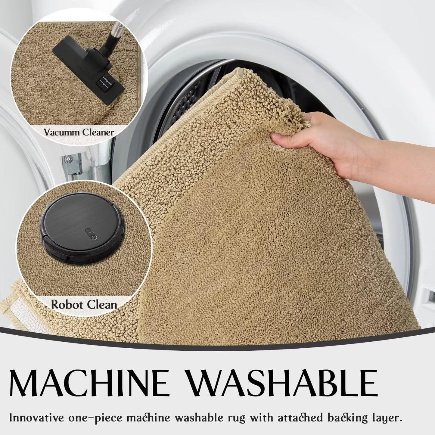 DEXDE Bathroom Rugs Non-Slip Mat for Bathroom Floor Shower,24x16 Beige | Thick Soft Absorbent Bath Mat, Quick Dry Microfiber Rug, Machine Washable Shower Floor Bathroom Mat Home Decor Accessories BST220