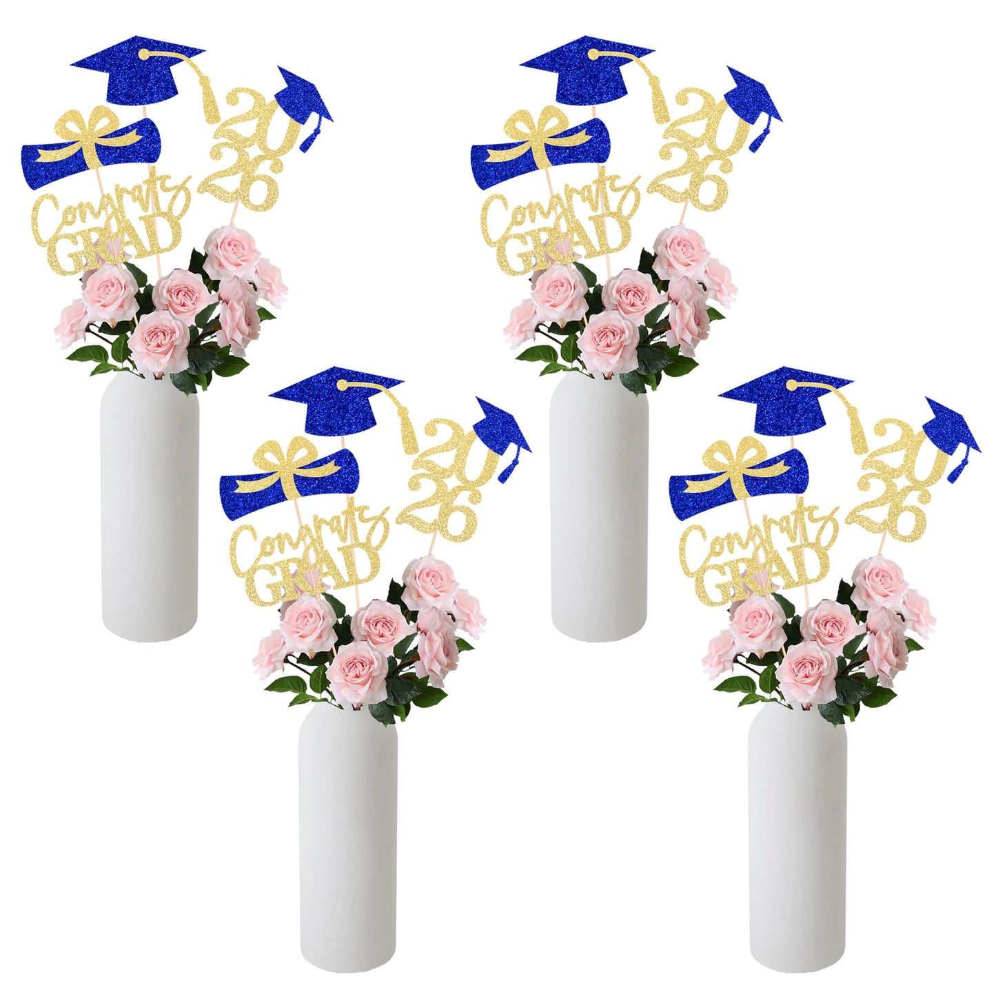 Graduation Centerpieces Class of 2026, 16 PCS Red Blue Double-Sided Table Toppers, Congrats Grad Party Decorations Supplies (Set of 4 Designs) WN420