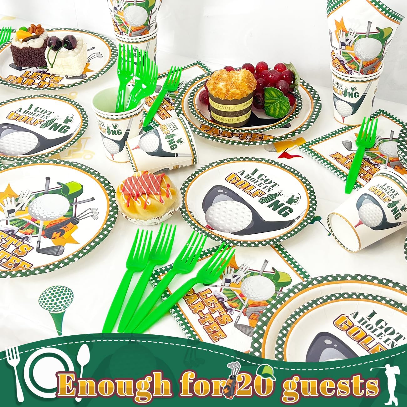 Golf Party Decorations, 114PCS Golf Birthday Party Decorations with Let's Par-Tee Golf Plates Napkins Cups and Balloons for Golf Themed Party Decorations, Golf Party Supplies Serve 20 BST326H