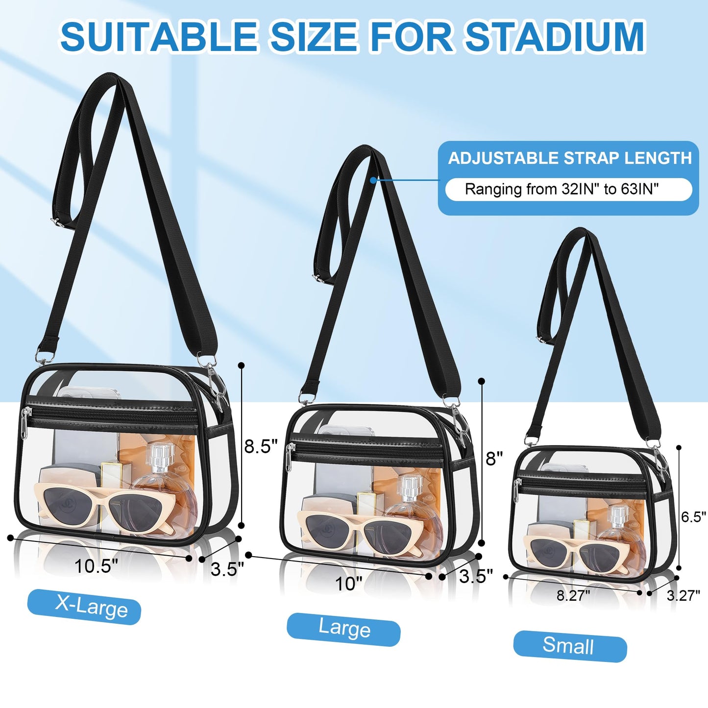 Clear Bag for Stadium Events Stadium Approved Women's Top-Handle Handbags | Mini Small Clear Bag Purse with Wide Adjustable Strap and Front Pocket for Sports Concerts, Festivals BST202