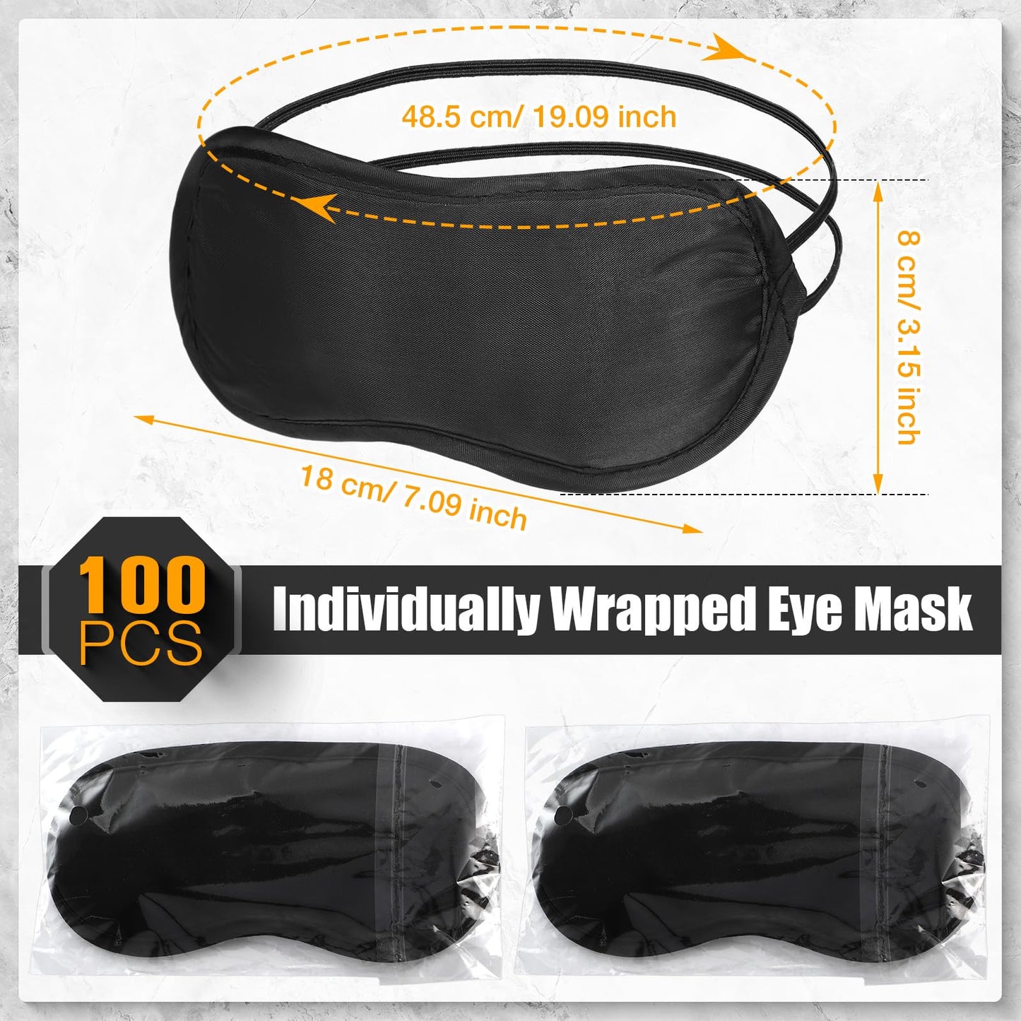 Tarpop 200 Pcs Eye Mask Sleeping Blindfold Eye Cover with Adjustable Strap for Games Party Team Building Travel Individually Wrapped Sleep Mask for Women Men (Blue)