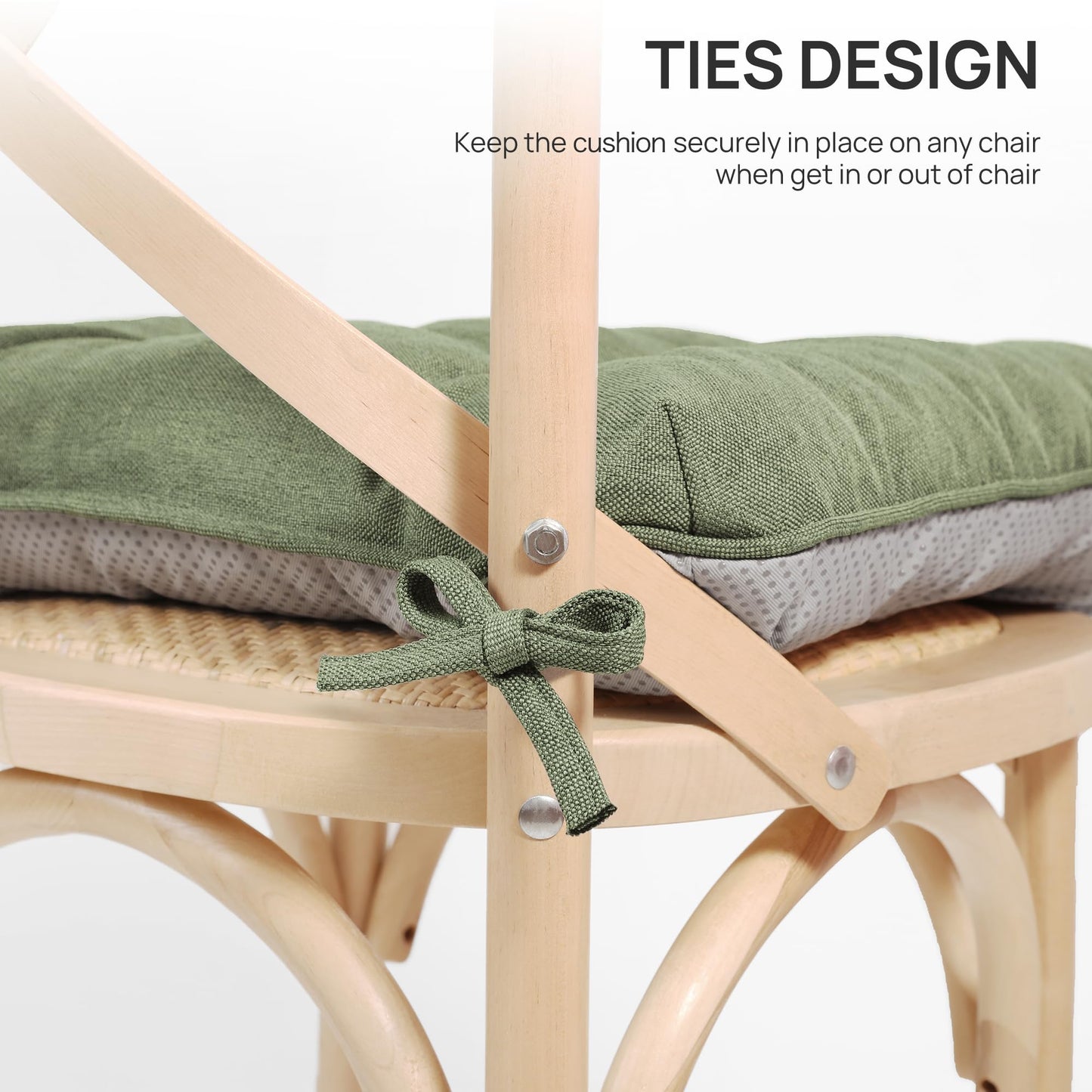 Love's cabin Memory Foam Chair Cushions Set of 4, 15.5"x15.5"x3.5" Indoor & Outdoor Seat Pads for Dining, Kitchen, Office, Patio Chairs - Green BST220